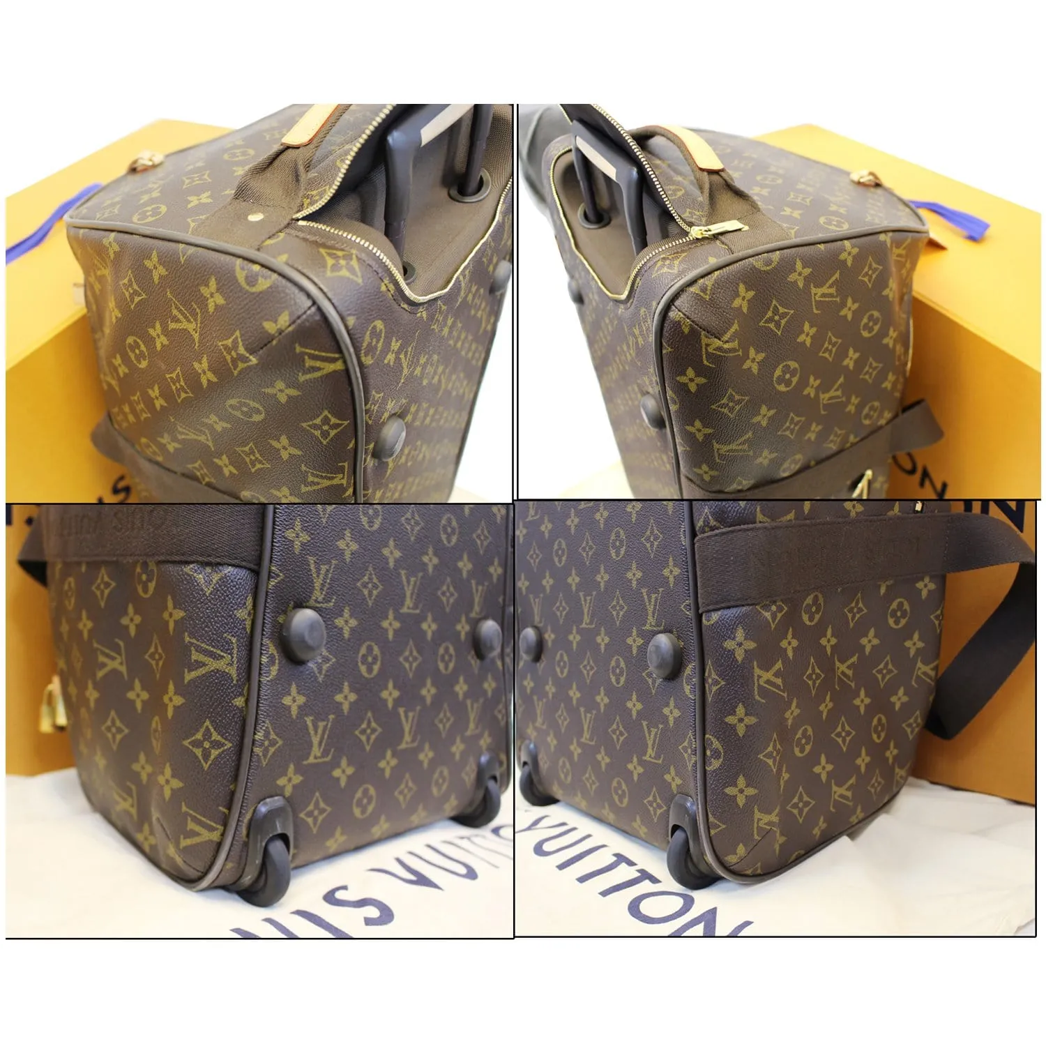 LOUIS VUITTON Neo Eole 55 Monogram Canvas Rolling Duffle Bag Brown