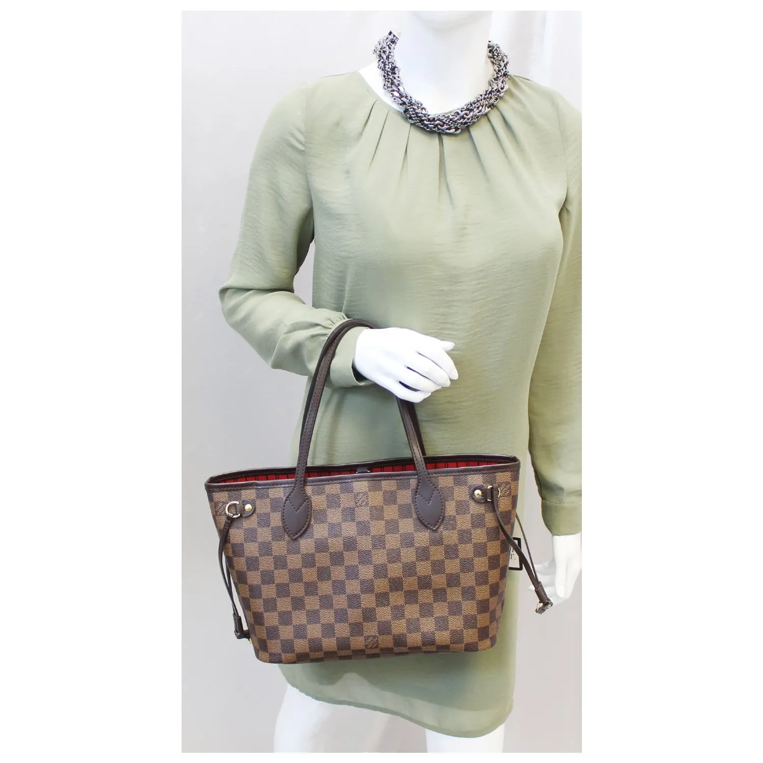 LOUIS VUITTON Neverfull PM Damier Ebene Tote Shoulder Bag
