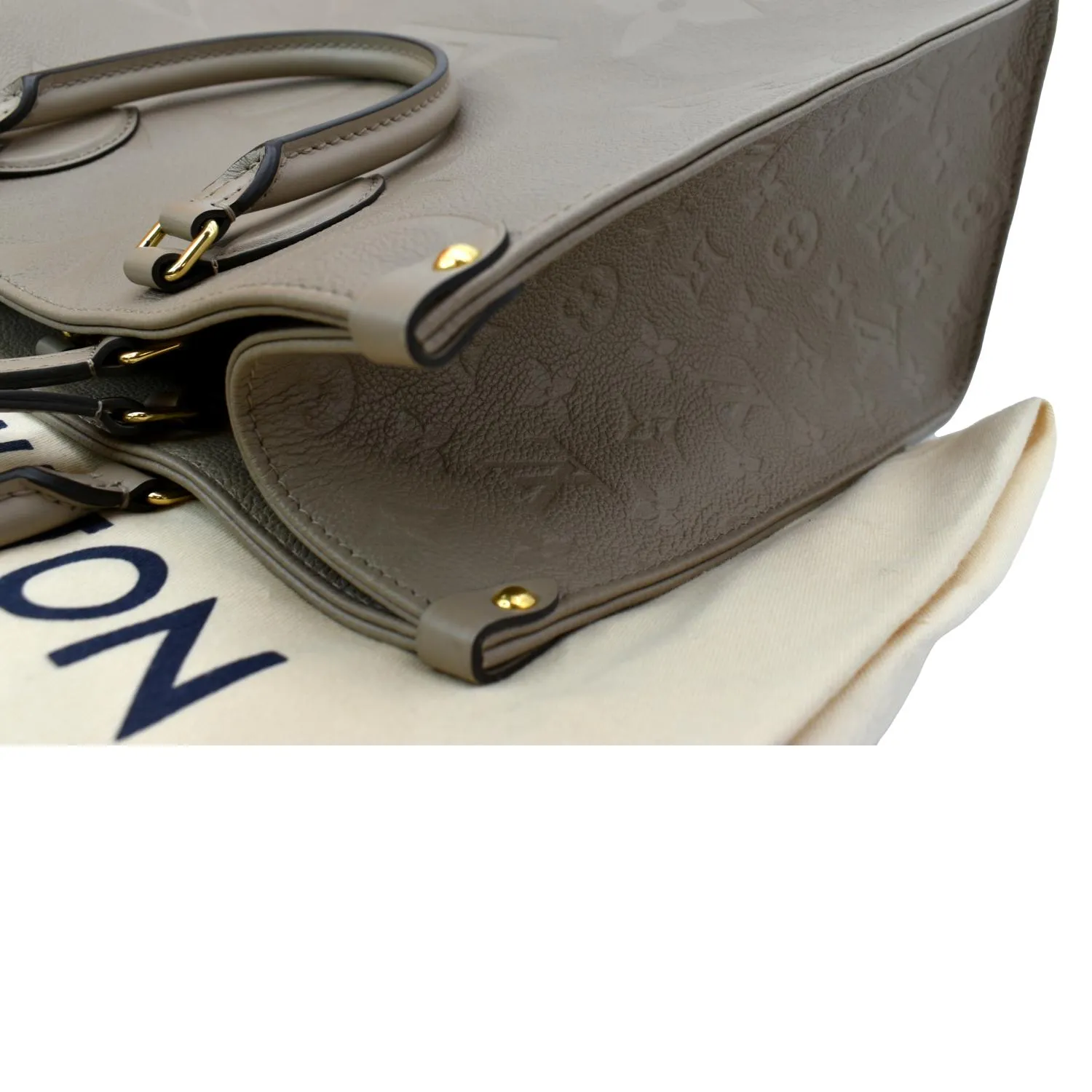 LOUIS VUITTON Onthego MM Monogram Empreinte Shoulder Bag Tourterelle  - Hot Deals