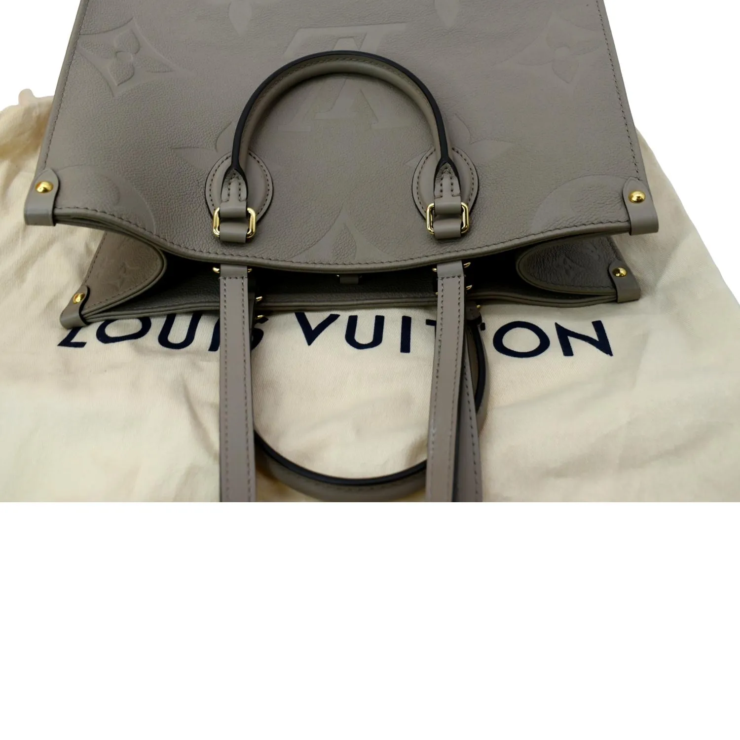 LOUIS VUITTON Onthego MM Monogram Empreinte Shoulder Bag Tourterelle  - Hot Deals