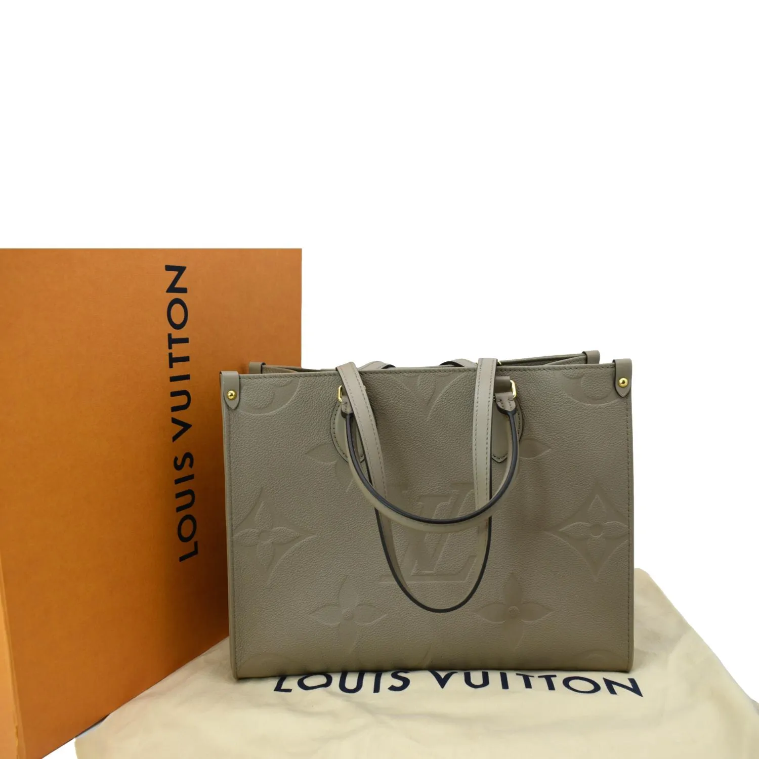 LOUIS VUITTON Onthego MM Monogram Empreinte Shoulder Bag Tourterelle  - Hot Deals