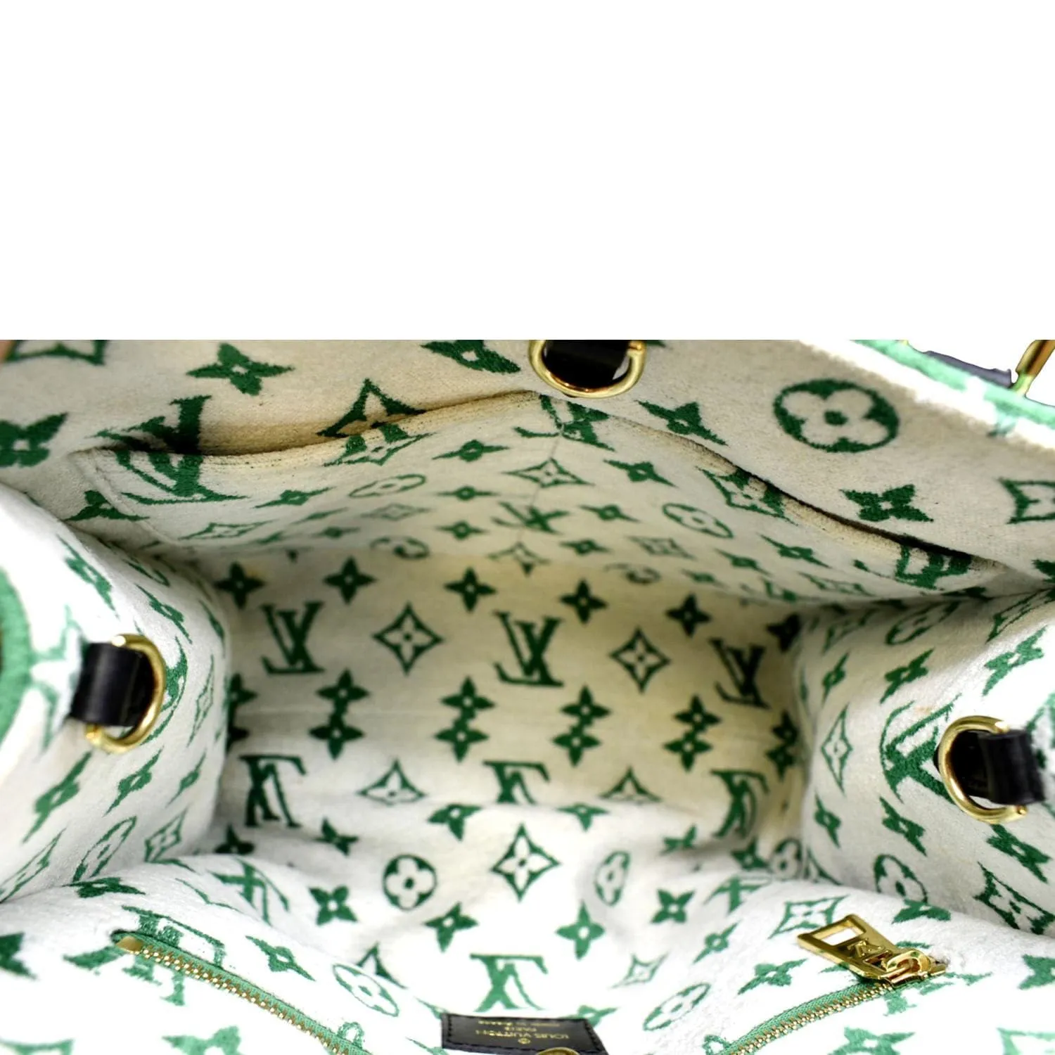 LOUIS VUITTON Onthego PM Monogram Velvet Tote Shoulder Bag Green