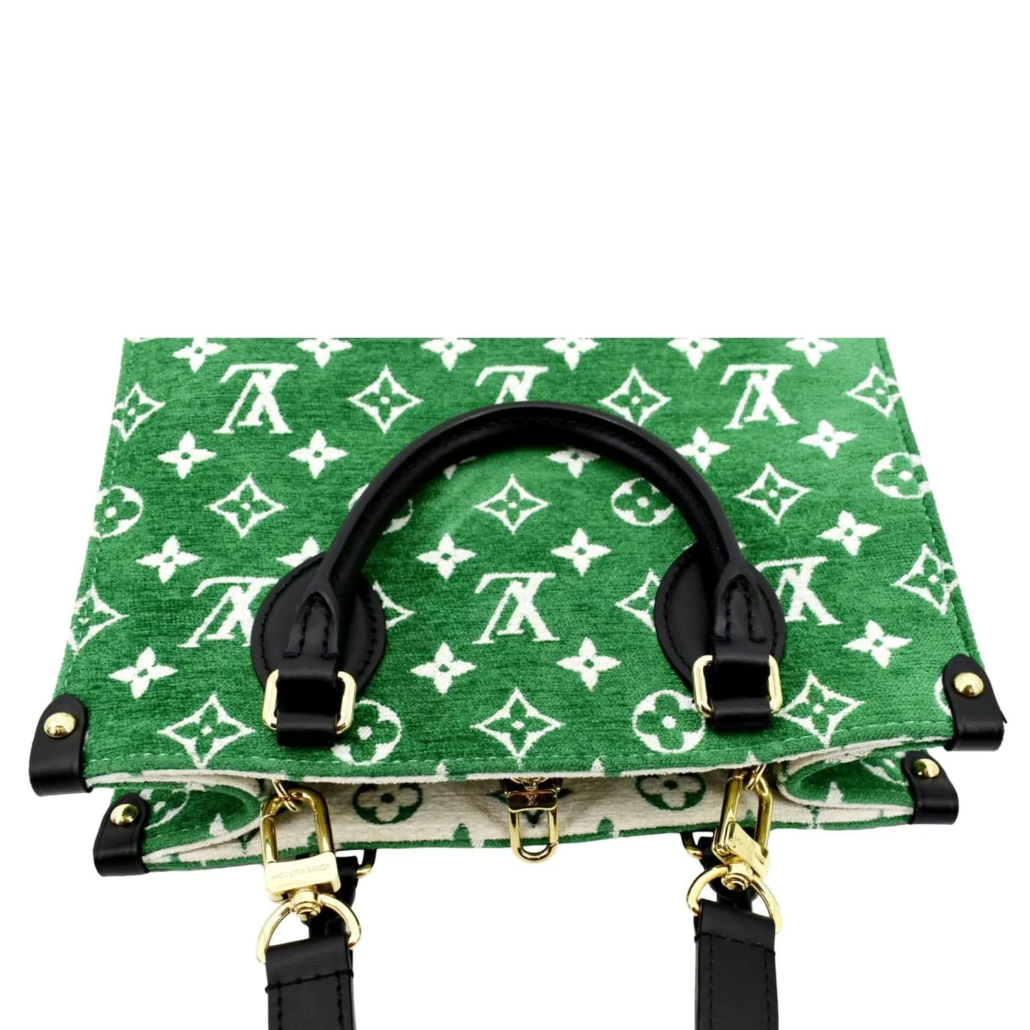 LOUIS VUITTON Onthego PM Monogram Velvet Tote Shoulder Bag Green