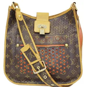 LOUIS VUITTON Orange Monogram Perforated Musette Shoulder Bag