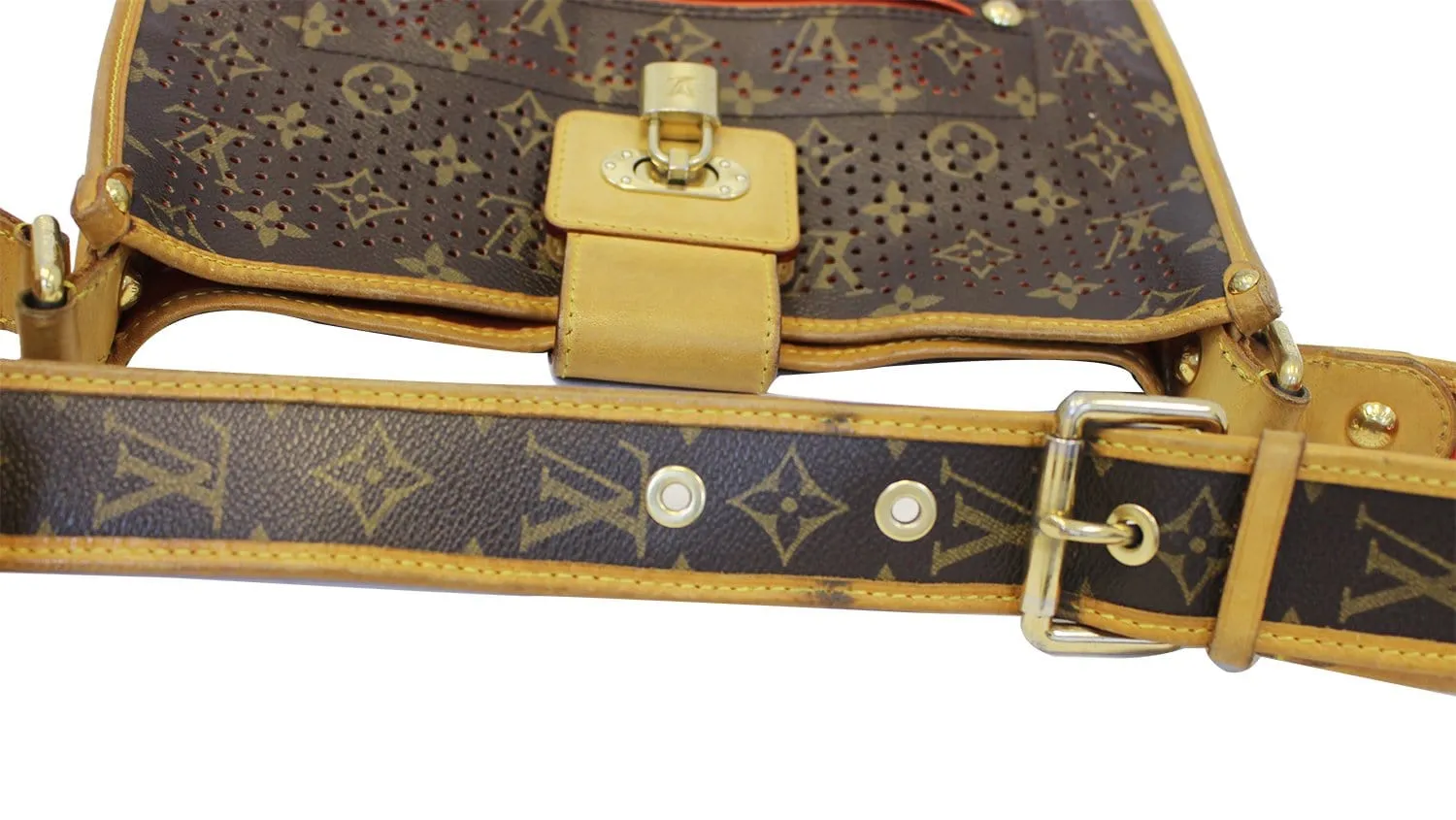 LOUIS VUITTON Orange Monogram Perforated Musette Shoulder Bag