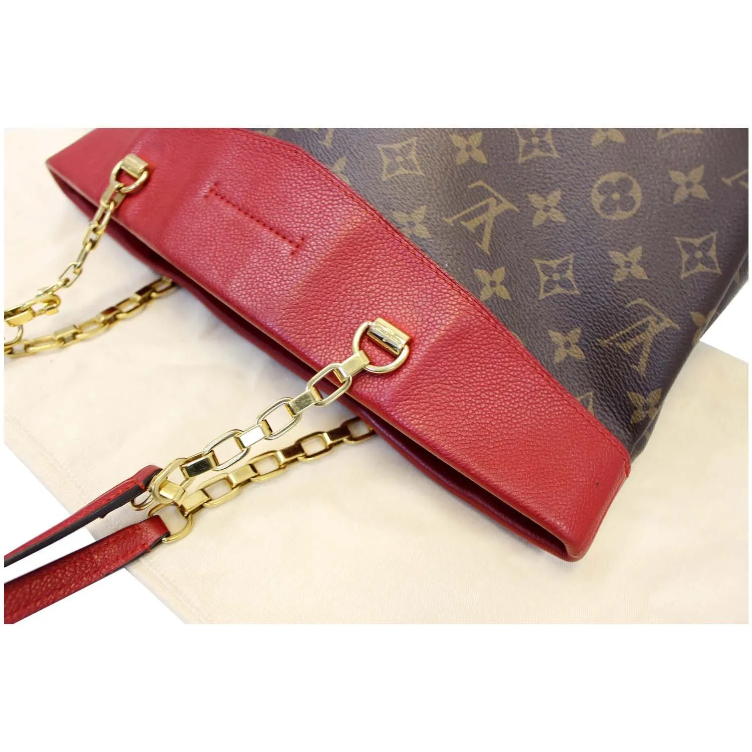 LOUIS VUITTON Pallas Chain Shopper Bag Monogram Canvas Cherry