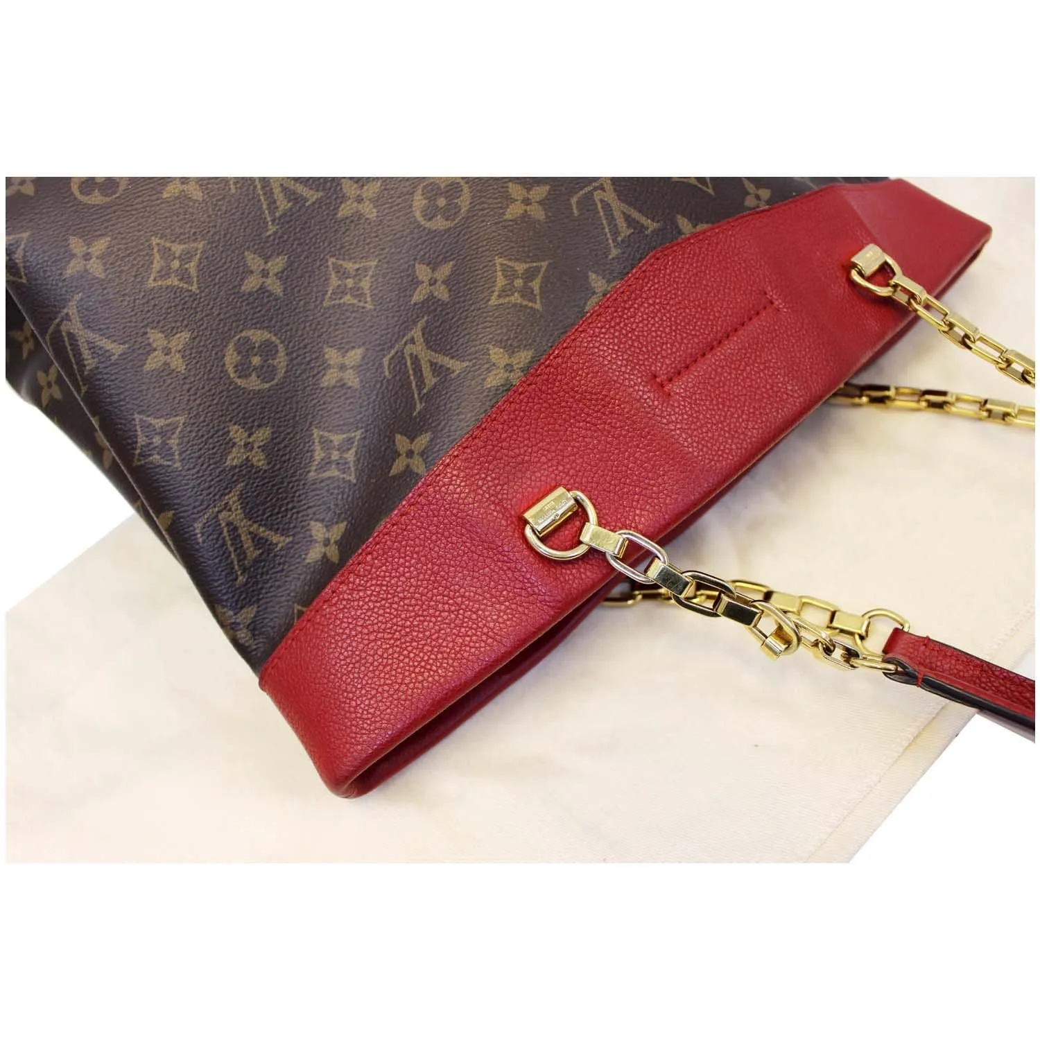 LOUIS VUITTON Pallas Chain Shopper Bag Monogram Canvas Cherry