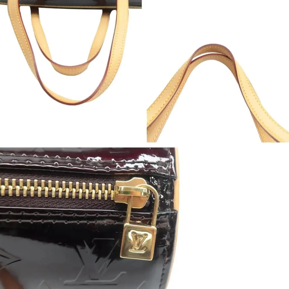 Louis Vuitton Papillon Monogram Patent Leather Shoulder Bag Burgundy