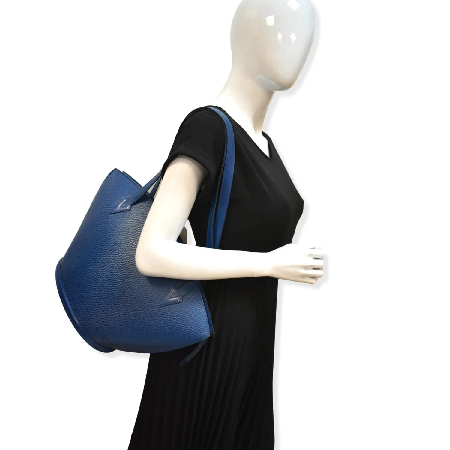 LOUIS VUITTON Saint Jacques Epi Leather Shoulder Bag Blue