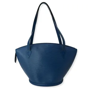 LOUIS VUITTON Saint Jacques Epi Leather Shoulder Bag Blue