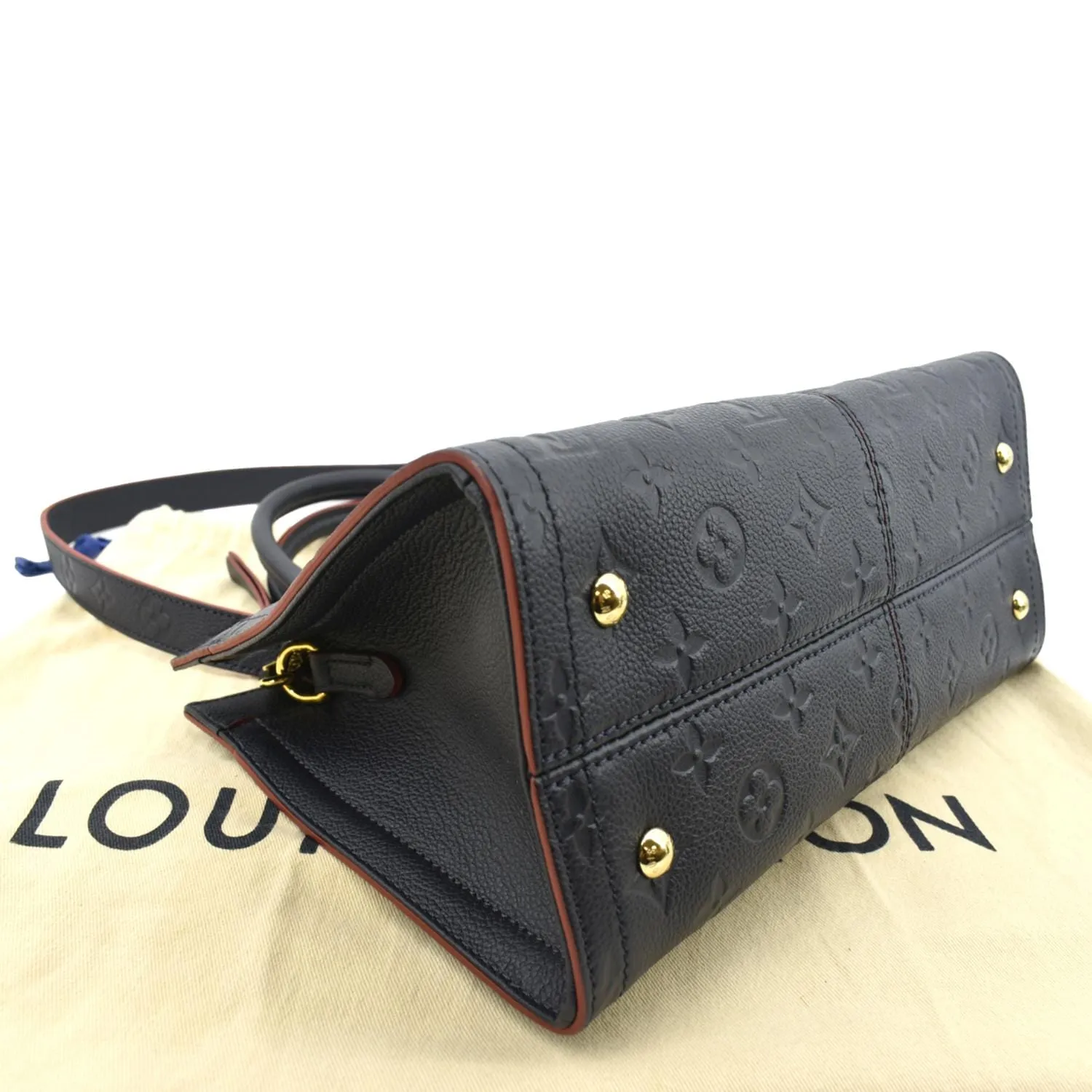 LOUIS VUITTON Sully PM Monogram Empreinte Leather Shoulder Bag Marine Rouge