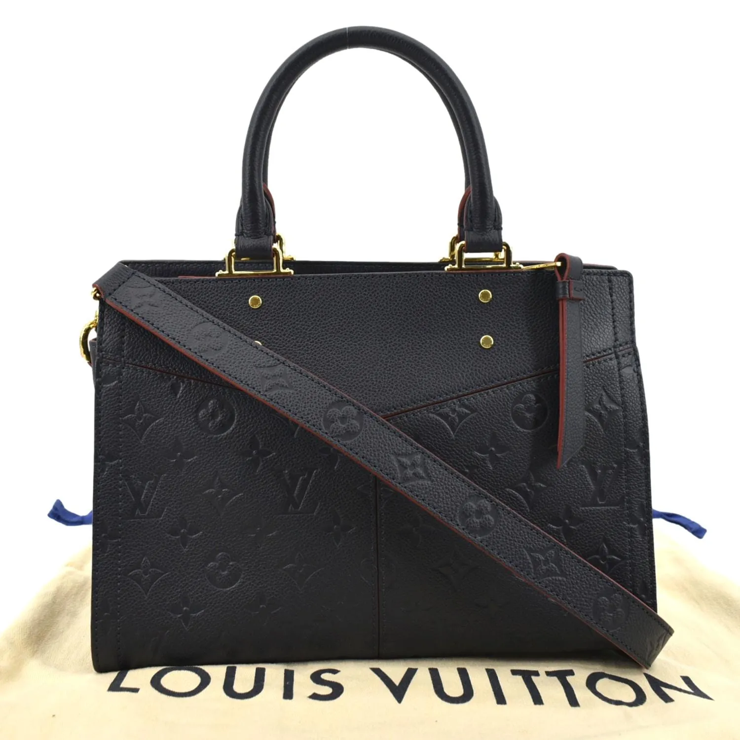LOUIS VUITTON Sully PM Monogram Empreinte Leather Shoulder Bag Marine Rouge