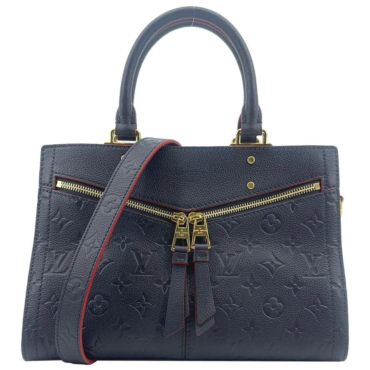 LOUIS VUITTON Sully PM Monogram Empreinte Leather Shoulder Bag Marine Rouge