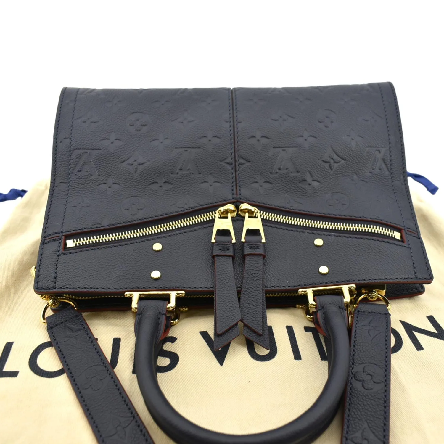 LOUIS VUITTON Sully PM Monogram Empreinte Leather Shoulder Bag Marine Rouge