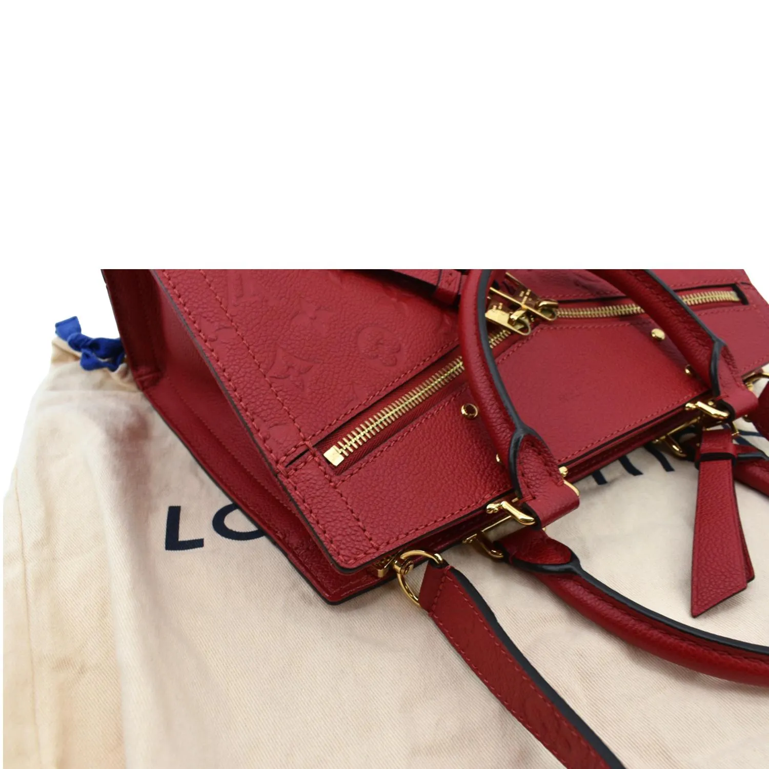 LOUIS VUITTON Sully PM Monogram Empreinte Leather Shoulder Bag Red