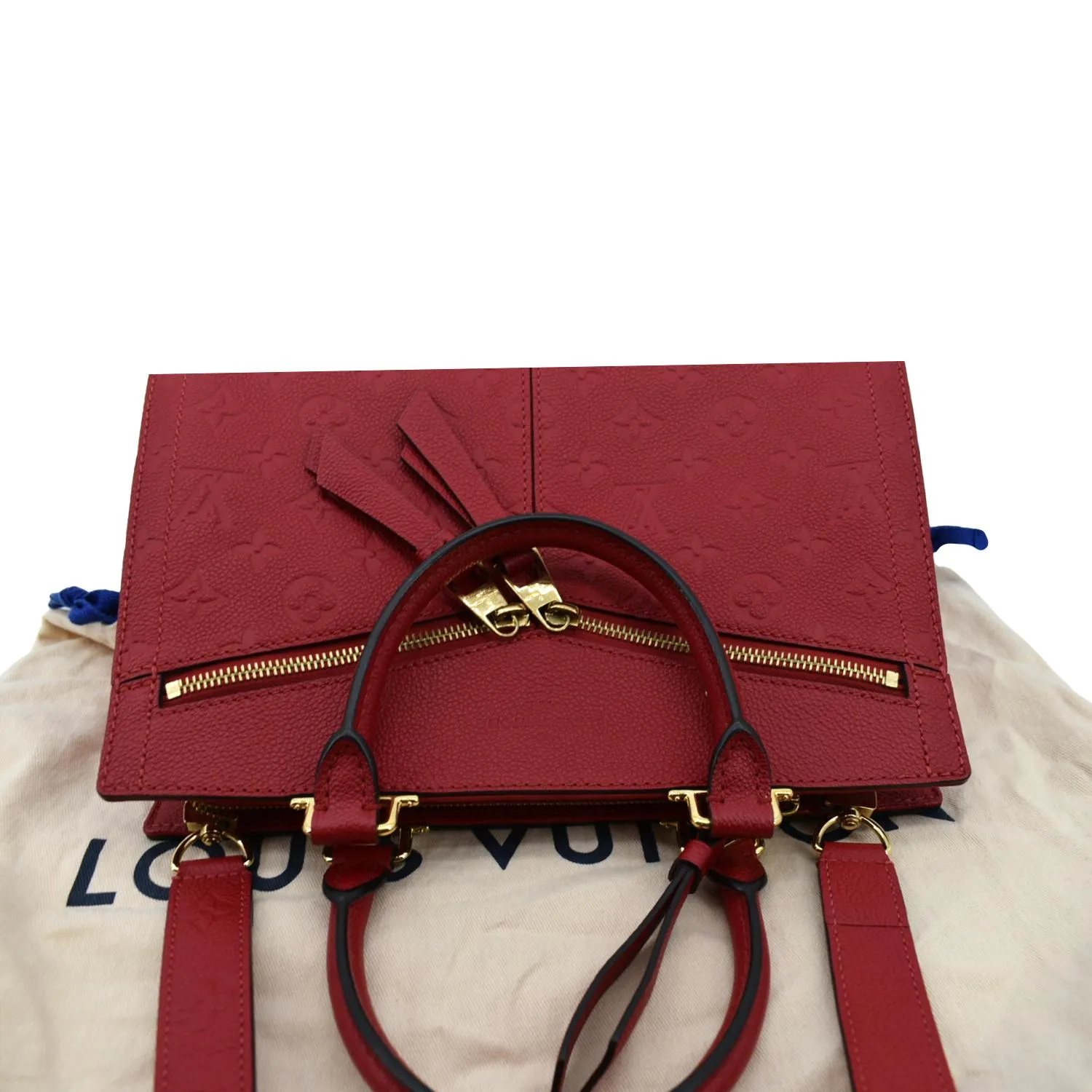 LOUIS VUITTON Sully PM Monogram Empreinte Leather Shoulder Bag Red