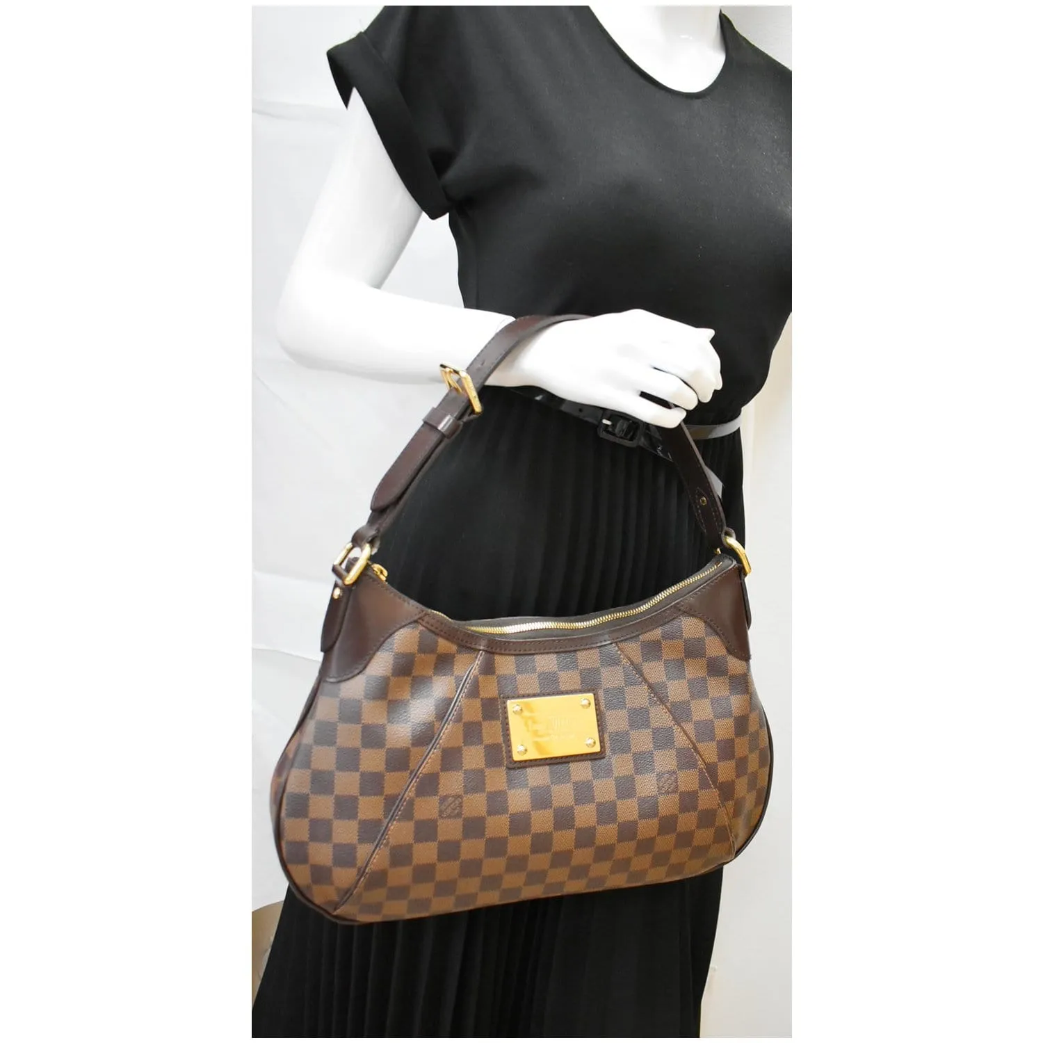 LOUIS VUITTON Thames GM Damier Ebene Shoulder Bag Brown