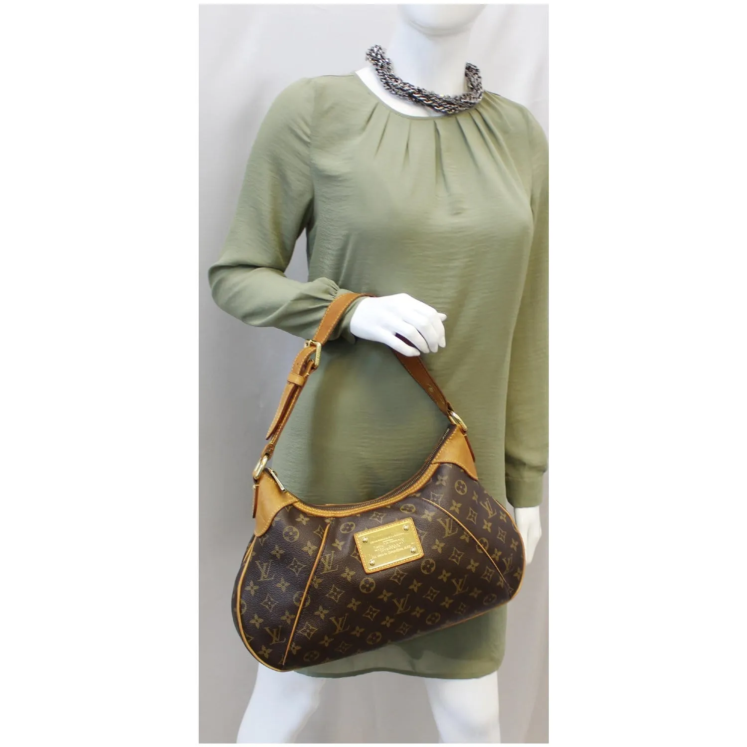 LOUIS VUITTON Thames PM Monogram Canvas Shoulder Bag Brown
