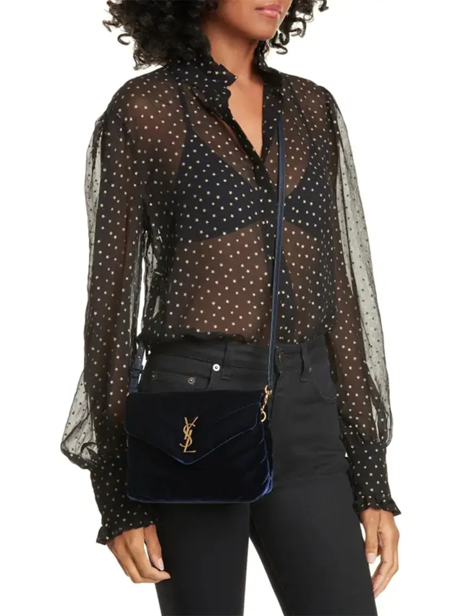 Loulou Toy Bag in Dark Blue Velvet