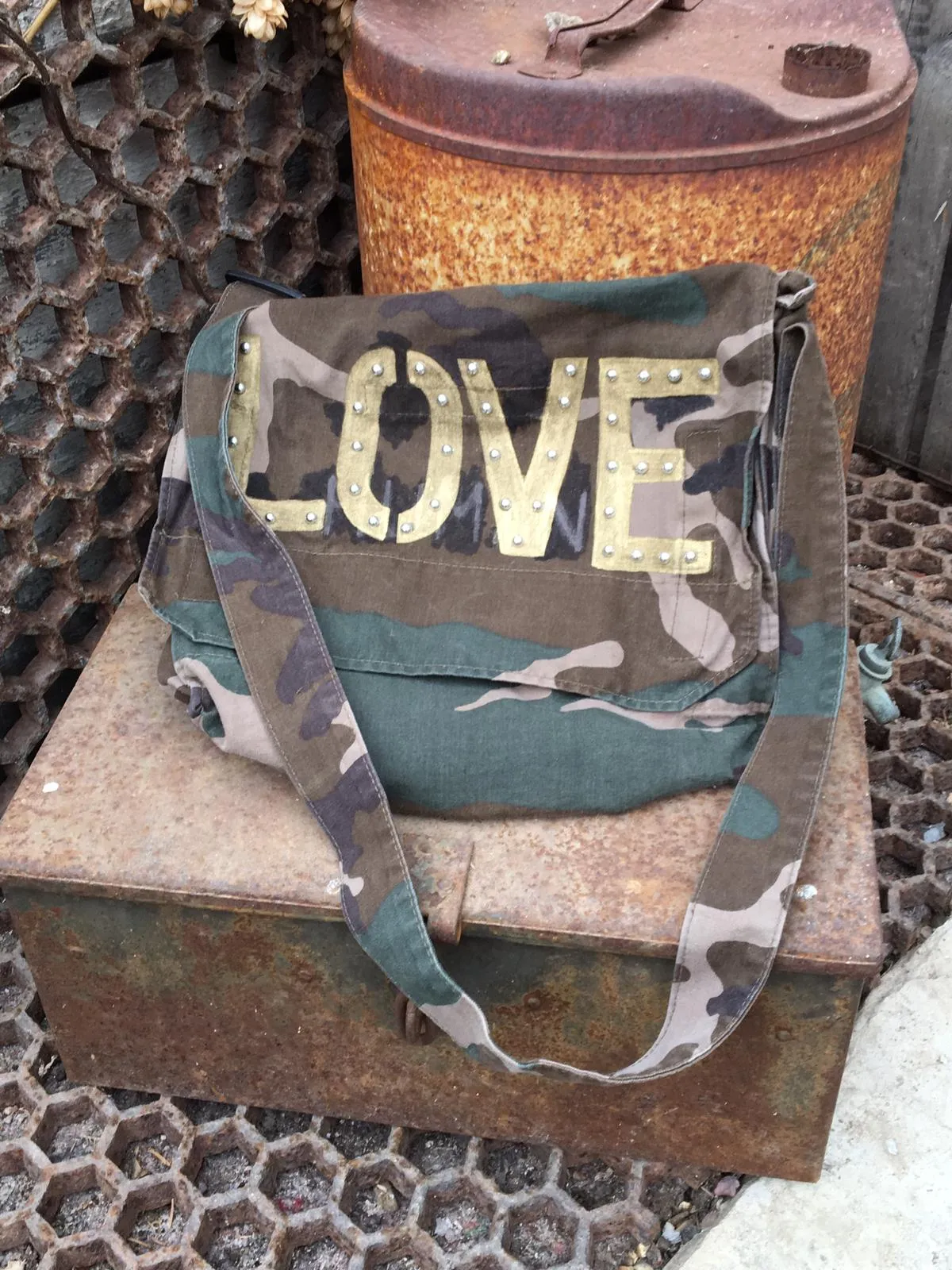 'Love' Camo Messenger Bag