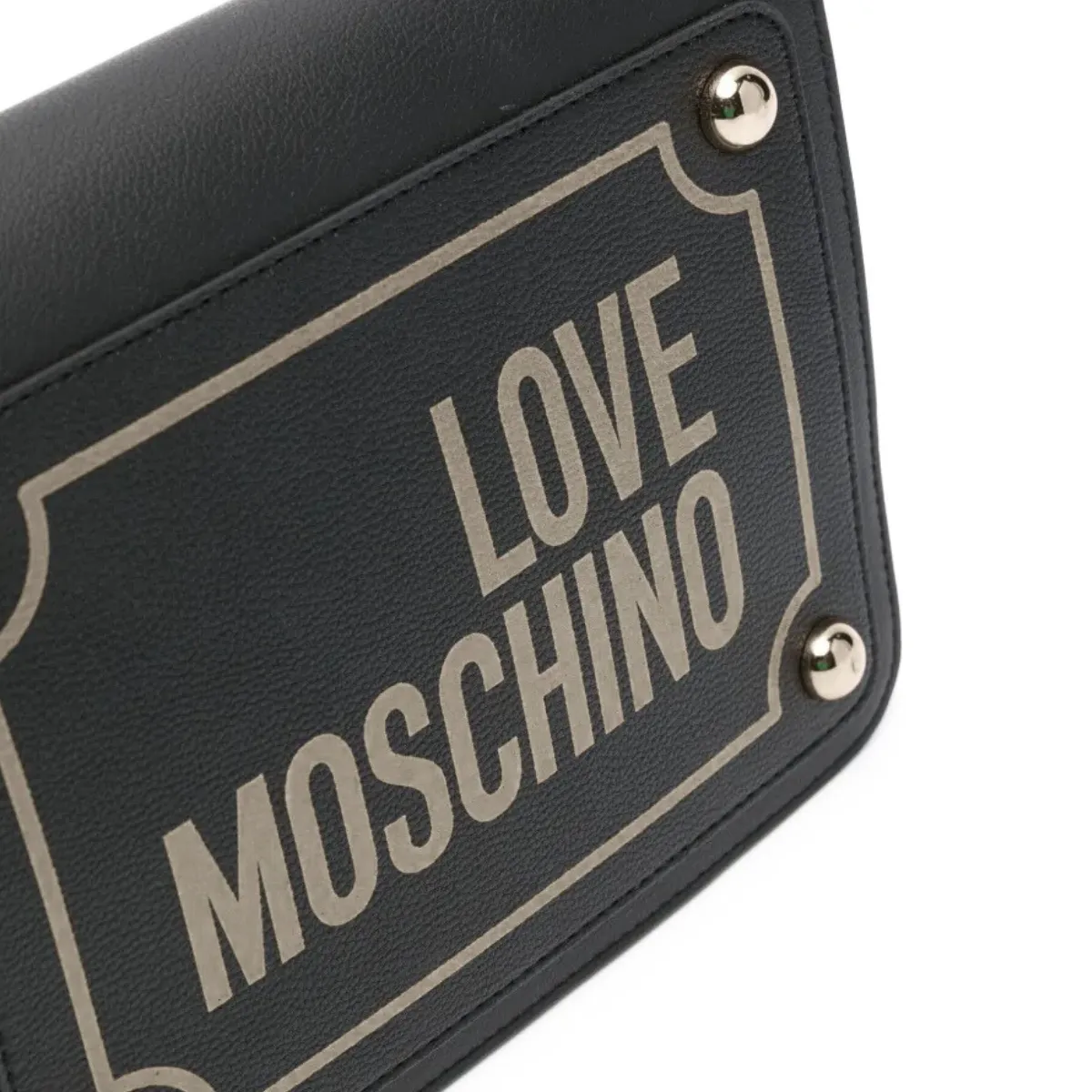 Love Moschino Crossbody bag with logo print and flap - BLK