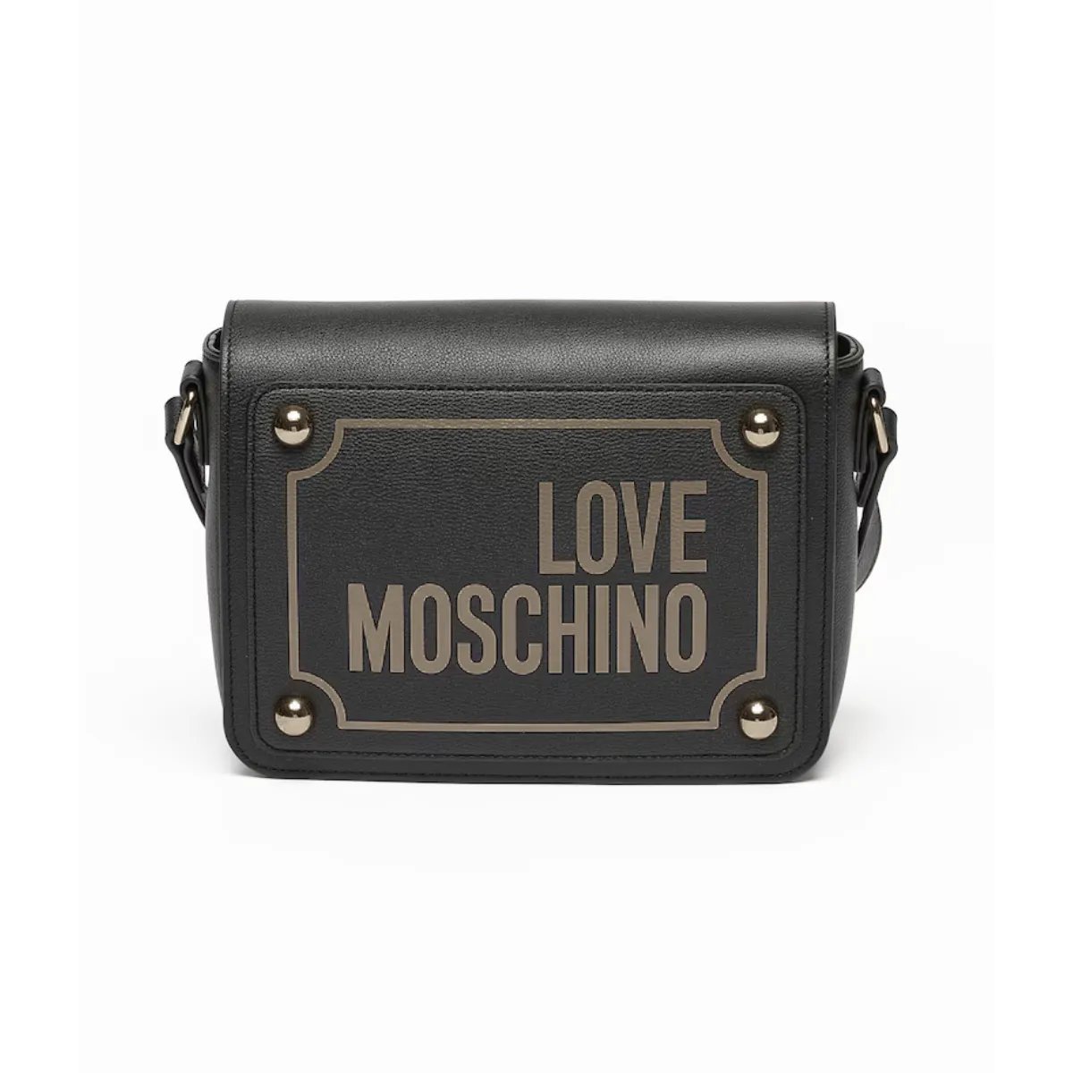 Love Moschino Crossbody bag with logo print and flap - BLK