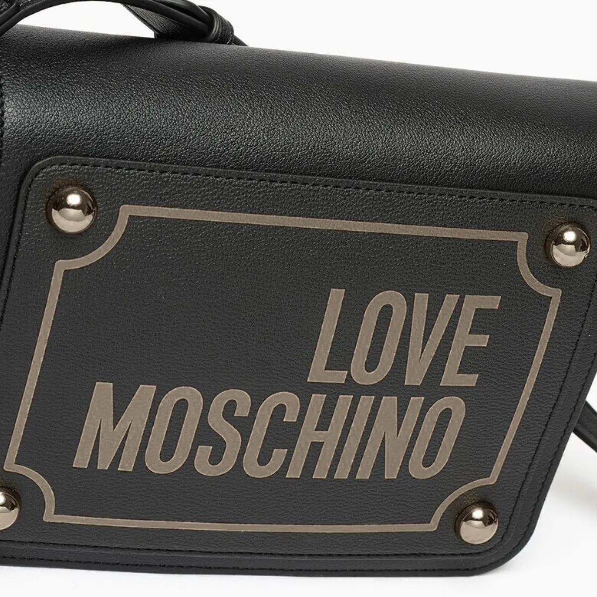 Love Moschino Crossbody bag with logo print and flap - BLK