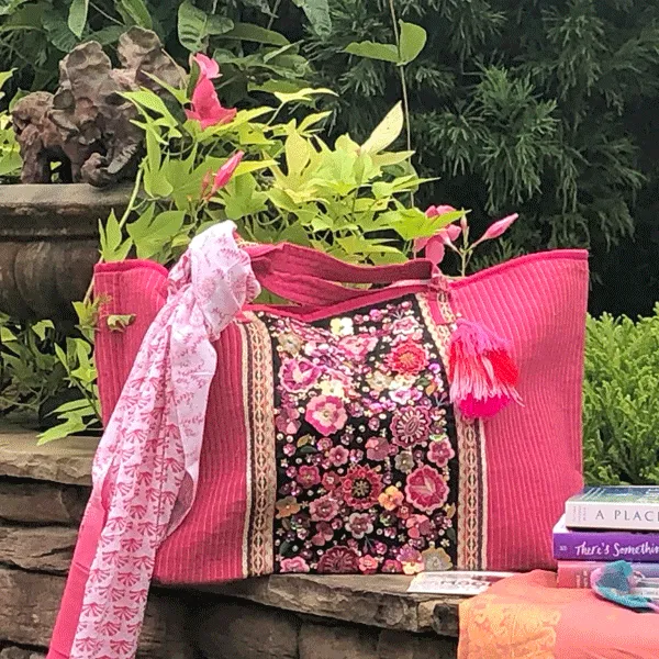 Luscious Hot Pink Flower Tote