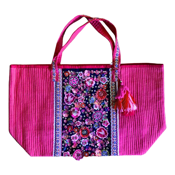 Luscious Hot Pink Flower Tote