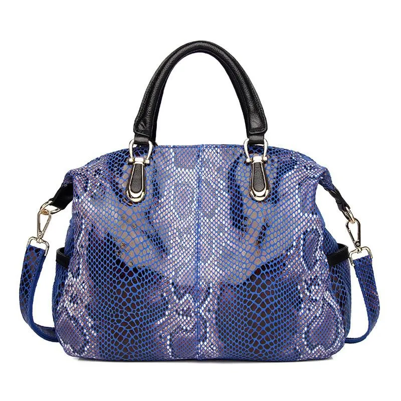 Luxury Genuine Leather Handbag Snakeskin Pattern