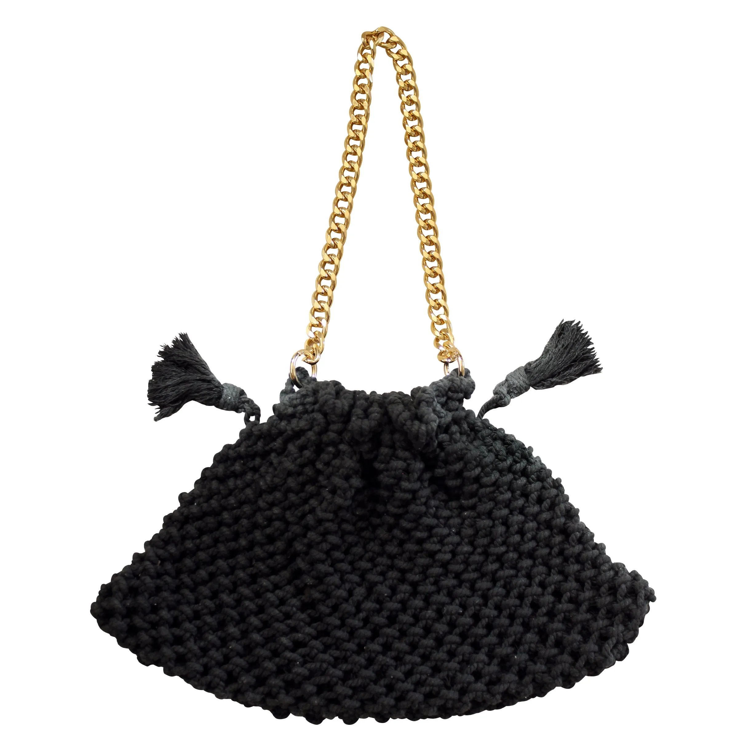 Lyon Macrame Tote Bag in Black