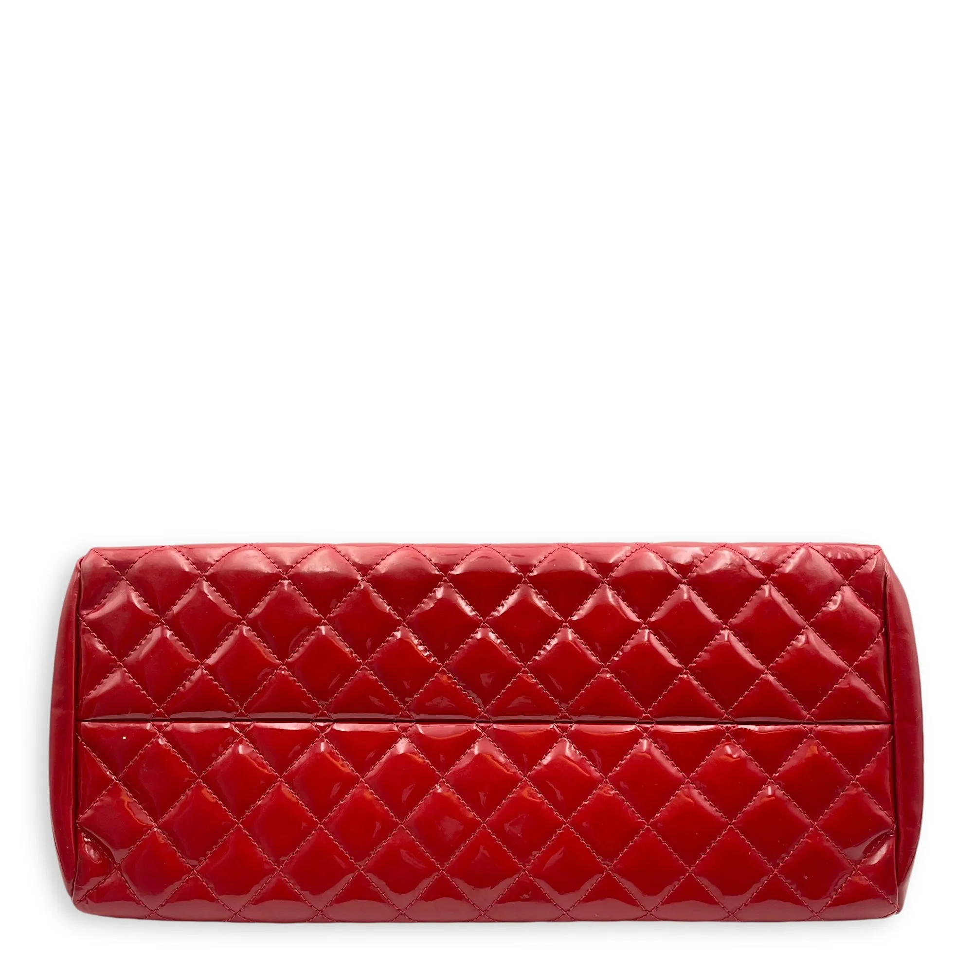 Mademoiselle Bowler Red Shoulder Bag in Patent Leather, Silver hardware