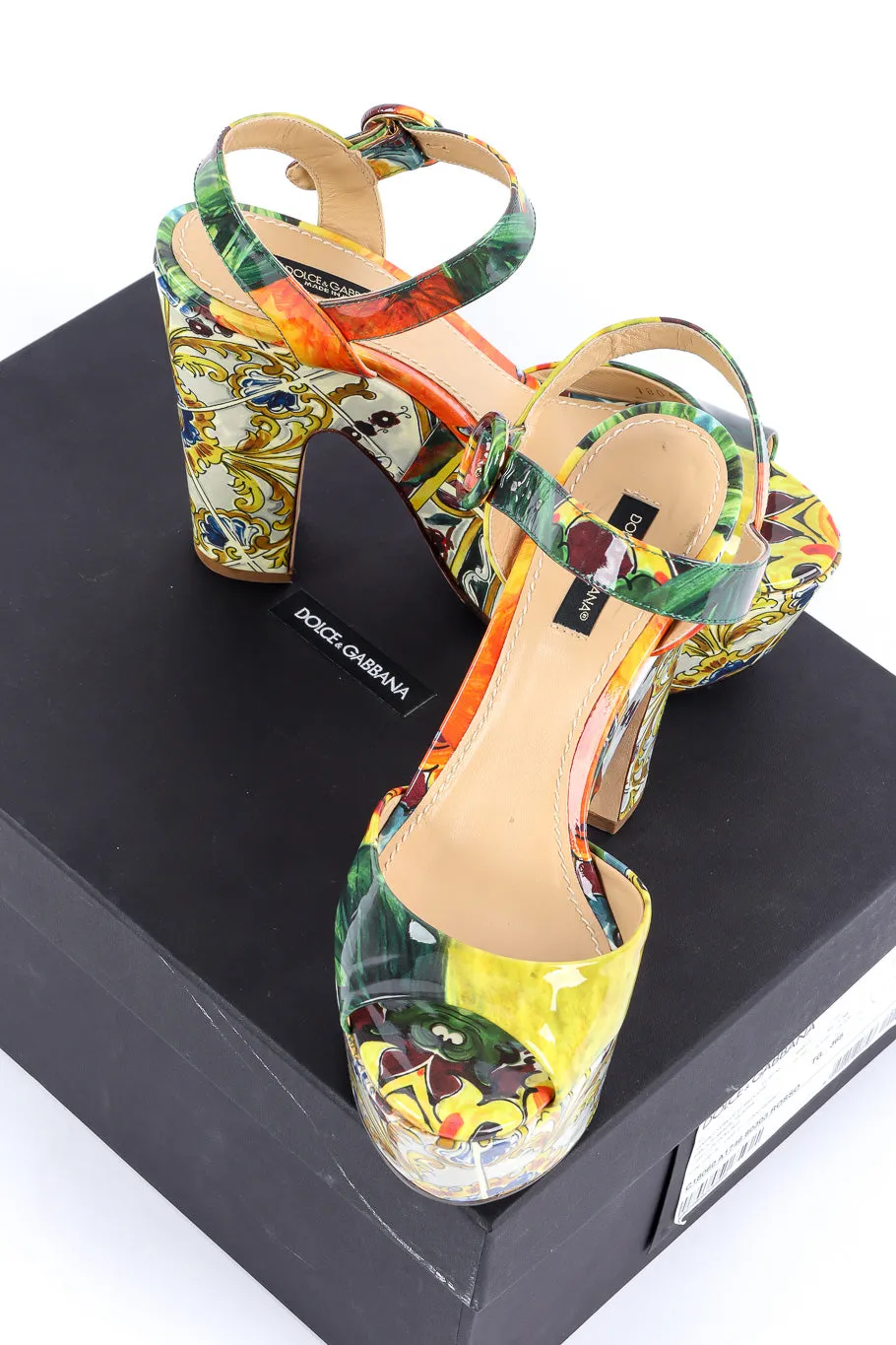 Majolica Print Platform Peeptoe Sandals