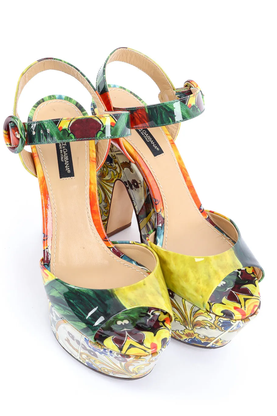 Majolica Print Platform Peeptoe Sandals
