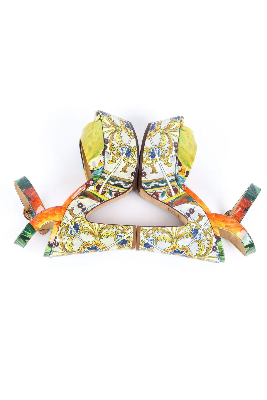 Majolica Print Platform Peeptoe Sandals