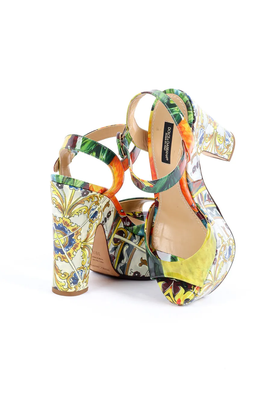 Majolica Print Platform Peeptoe Sandals