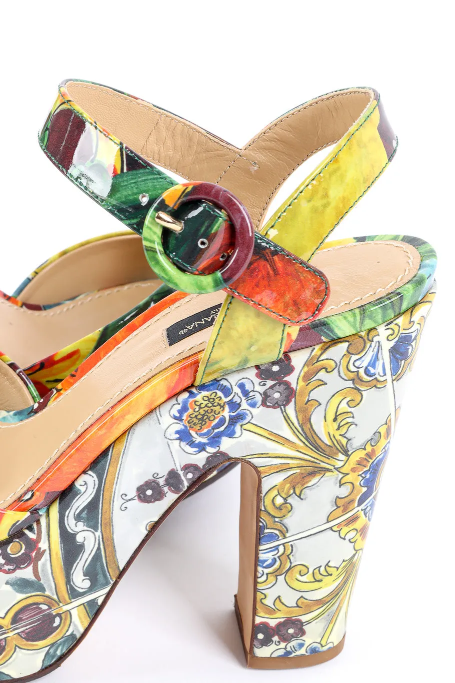 Majolica Print Platform Peeptoe Sandals