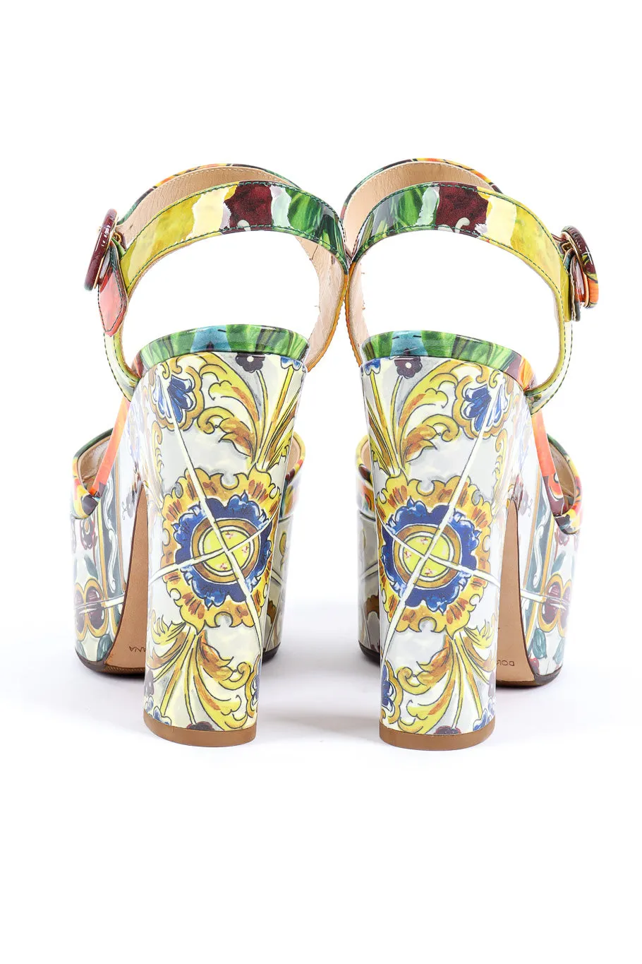 Majolica Print Platform Peeptoe Sandals