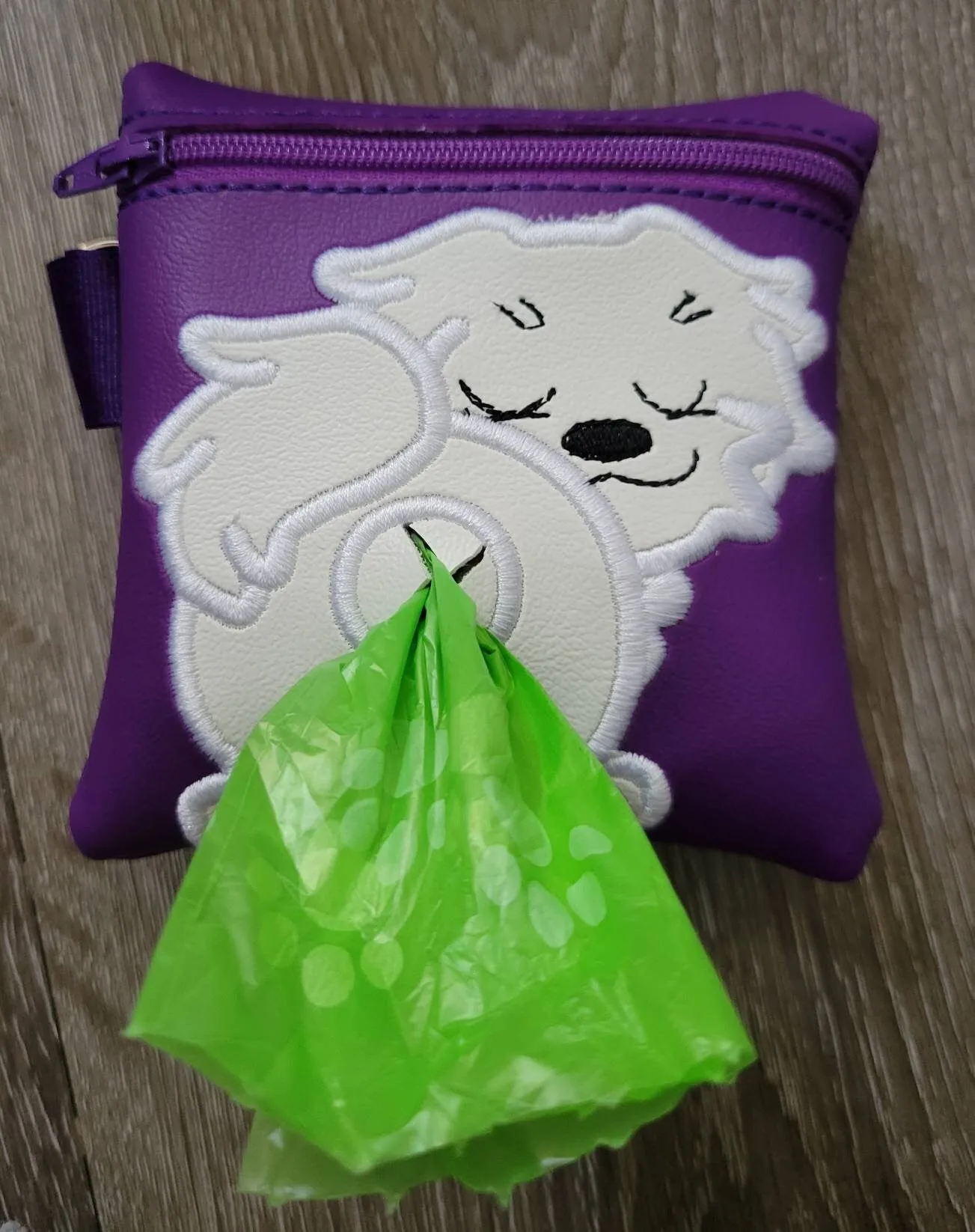 Maltese Poop Bag Pouch - gift for dog lover - Zippered poop bag holder-  Gift for Dog Walker - veterinarian - dog groomer