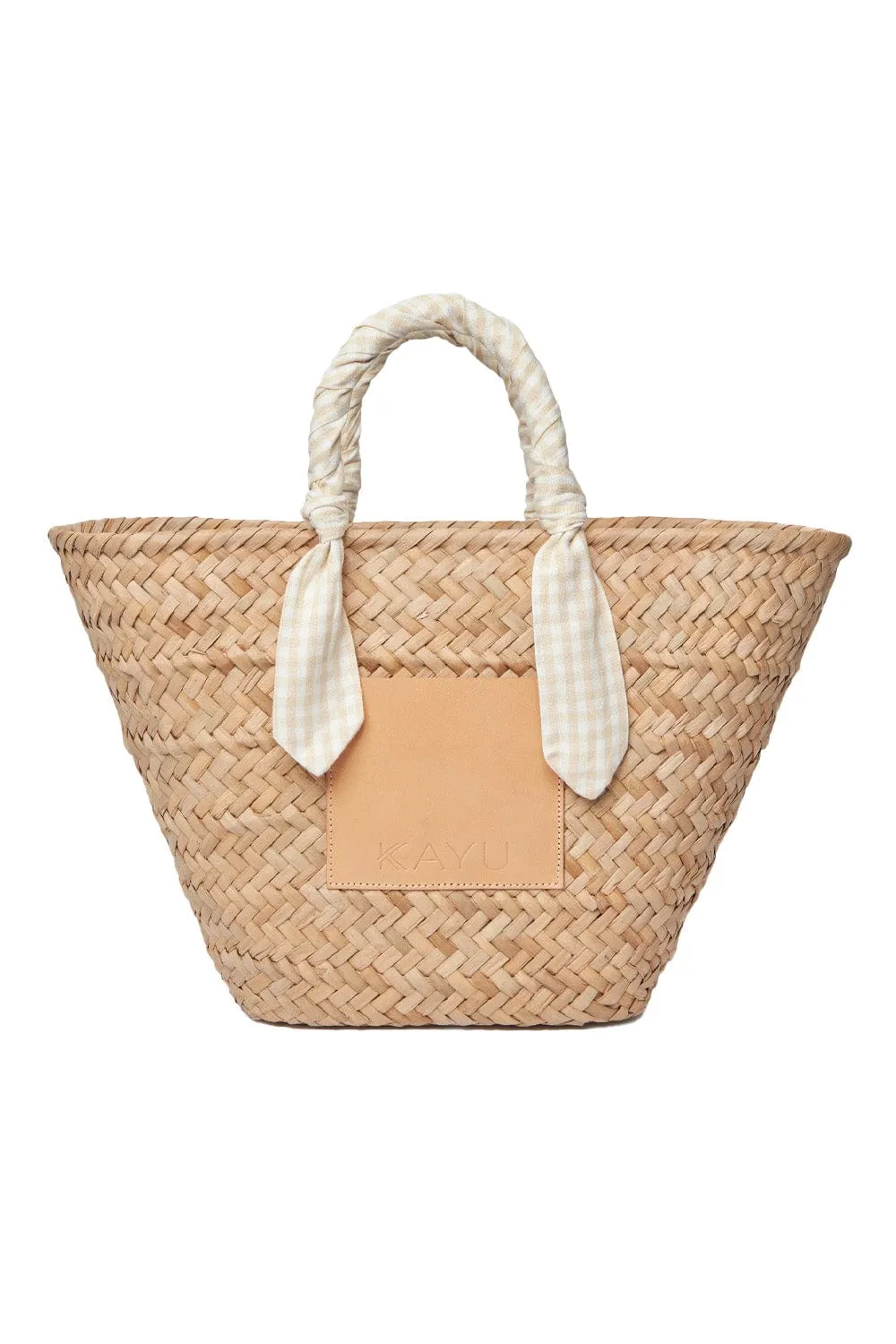 Marlow Gingham Scarf Straw Tote