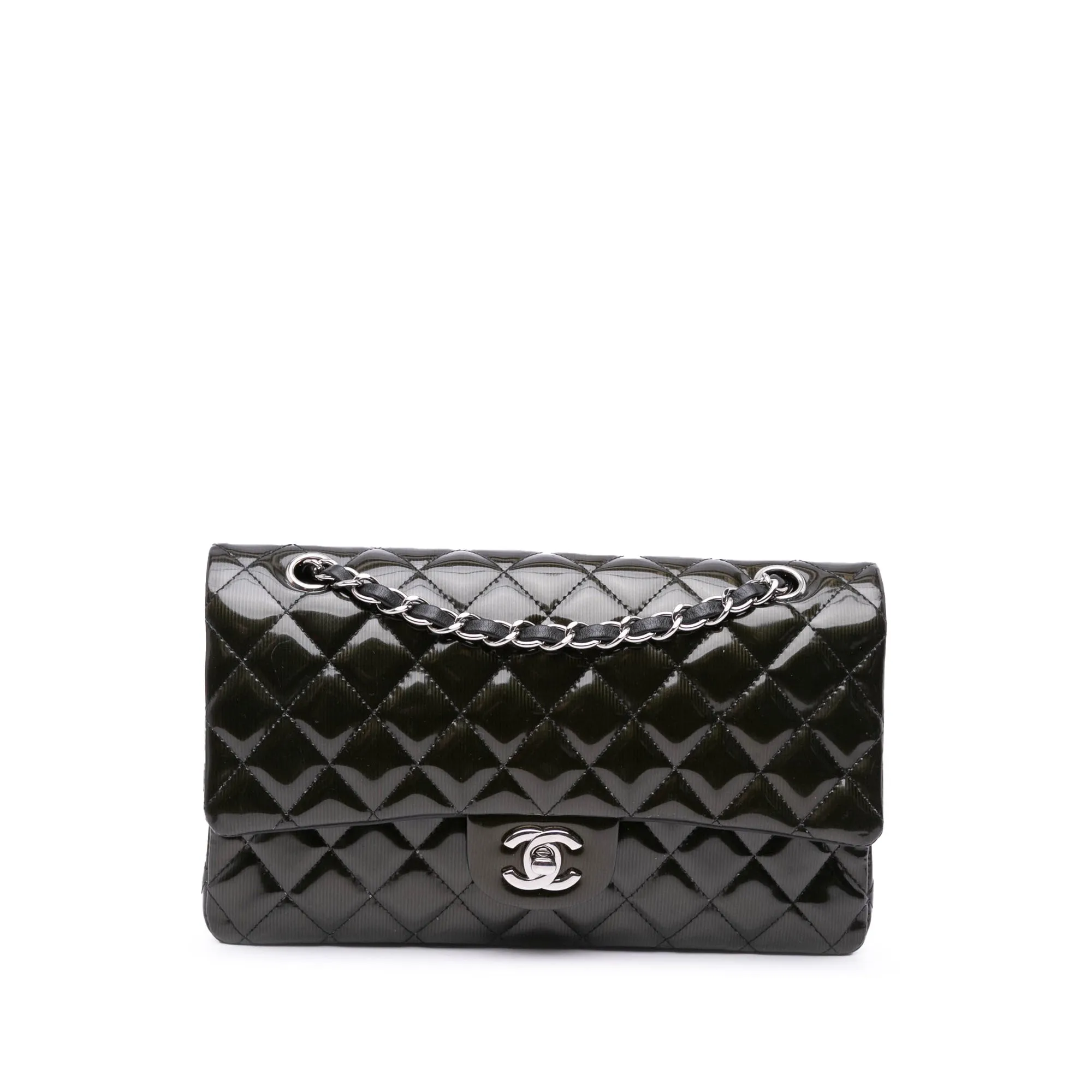 Medium Classic Striped Patent Double Flap