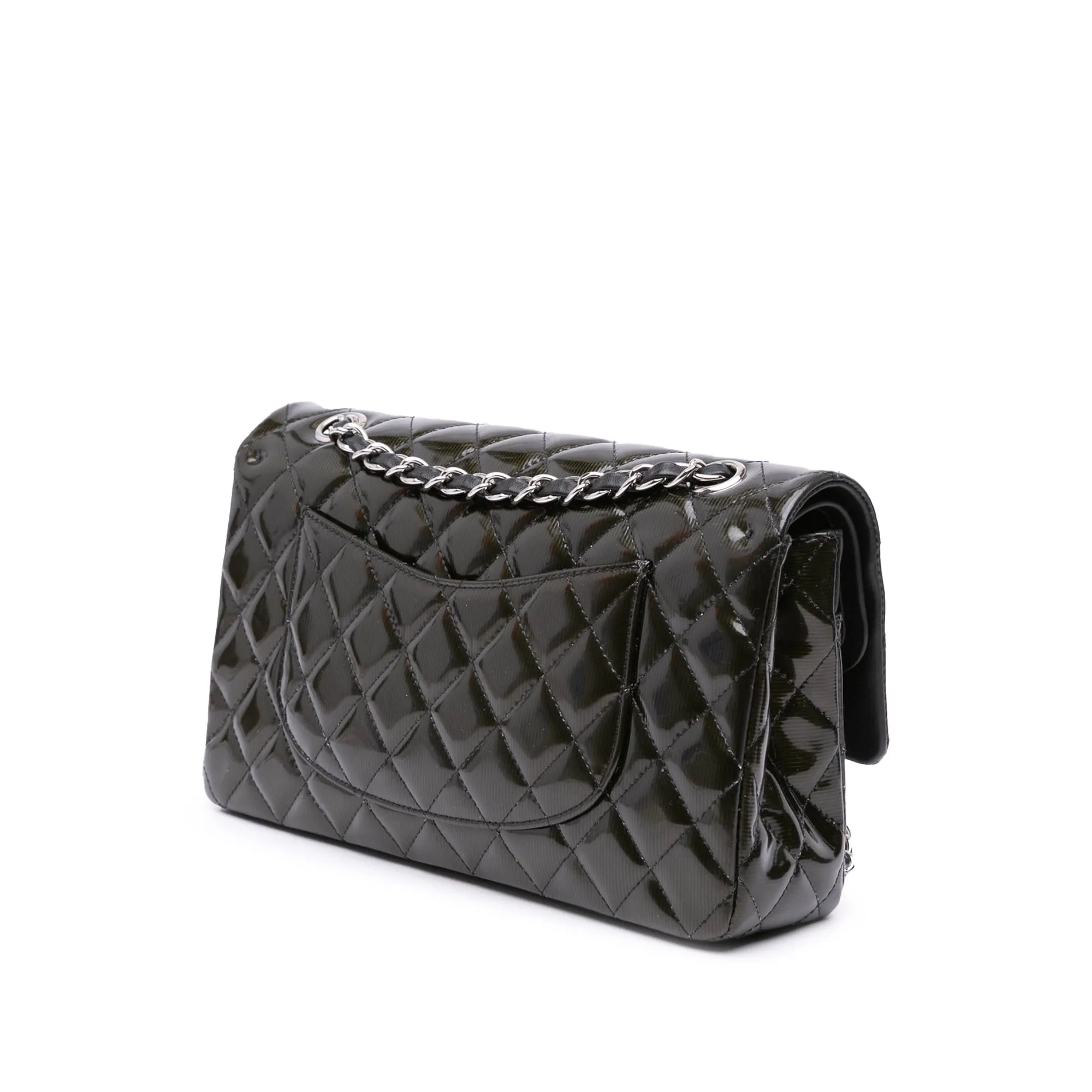 Medium Classic Striped Patent Double Flap
