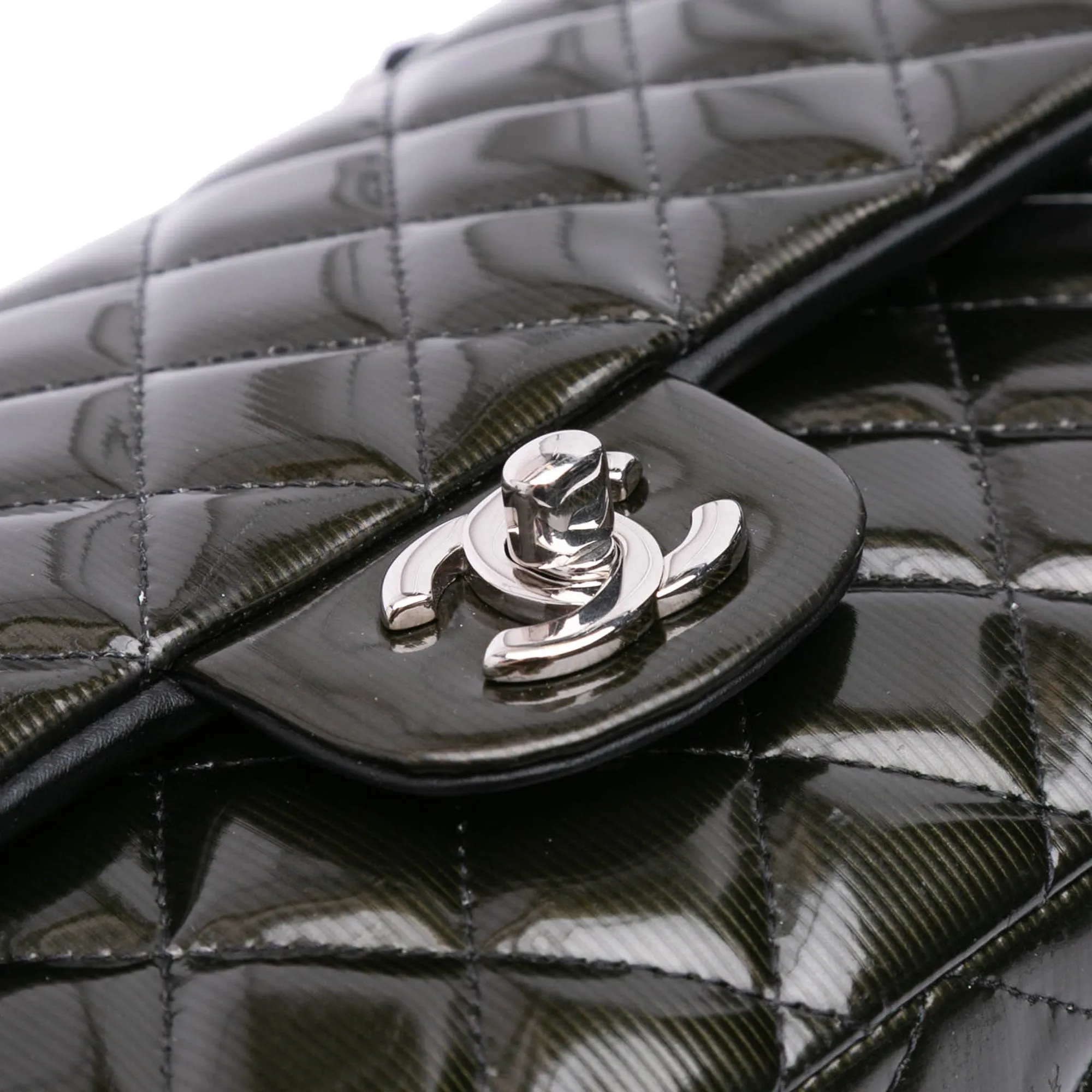 Medium Classic Striped Patent Double Flap