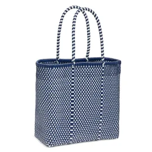 Medium Open Tote (Navy/White)