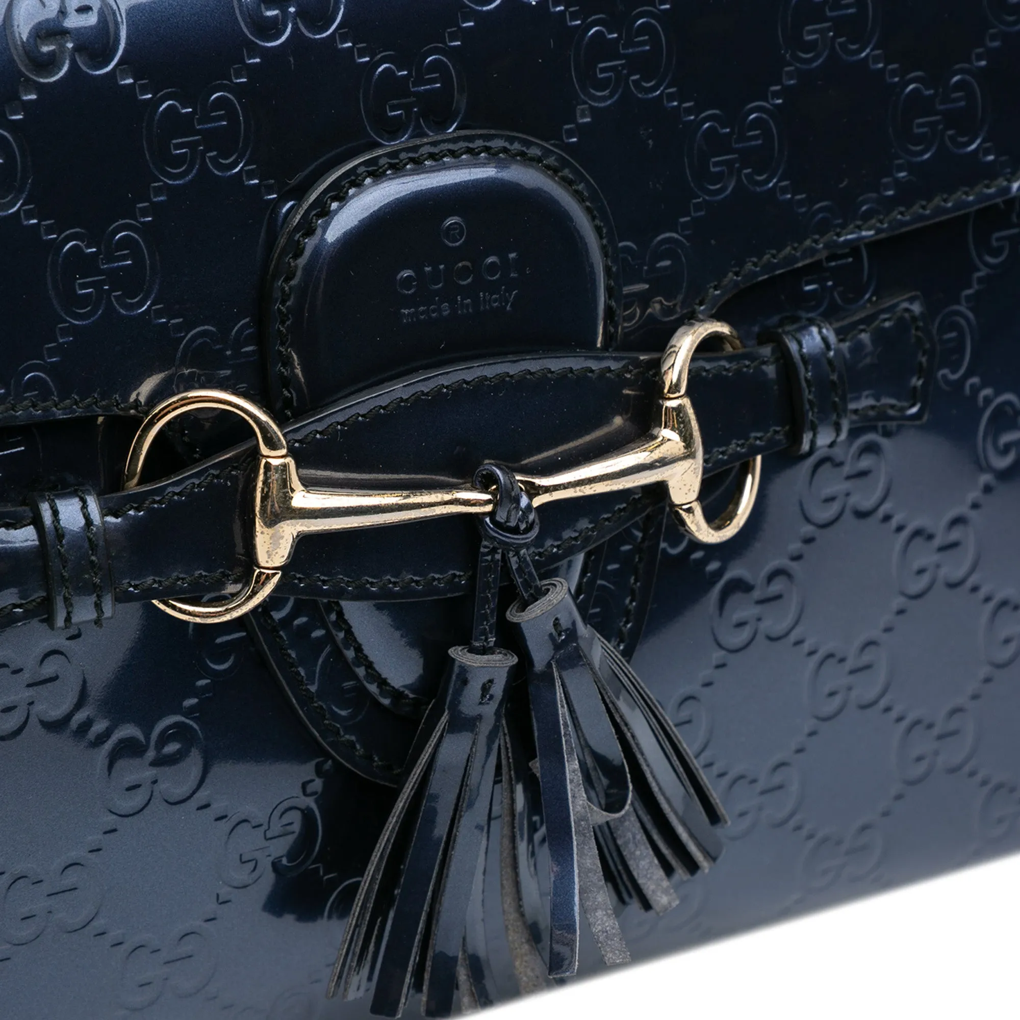 Medium Patent Guccissima Emily Shoulder Bag