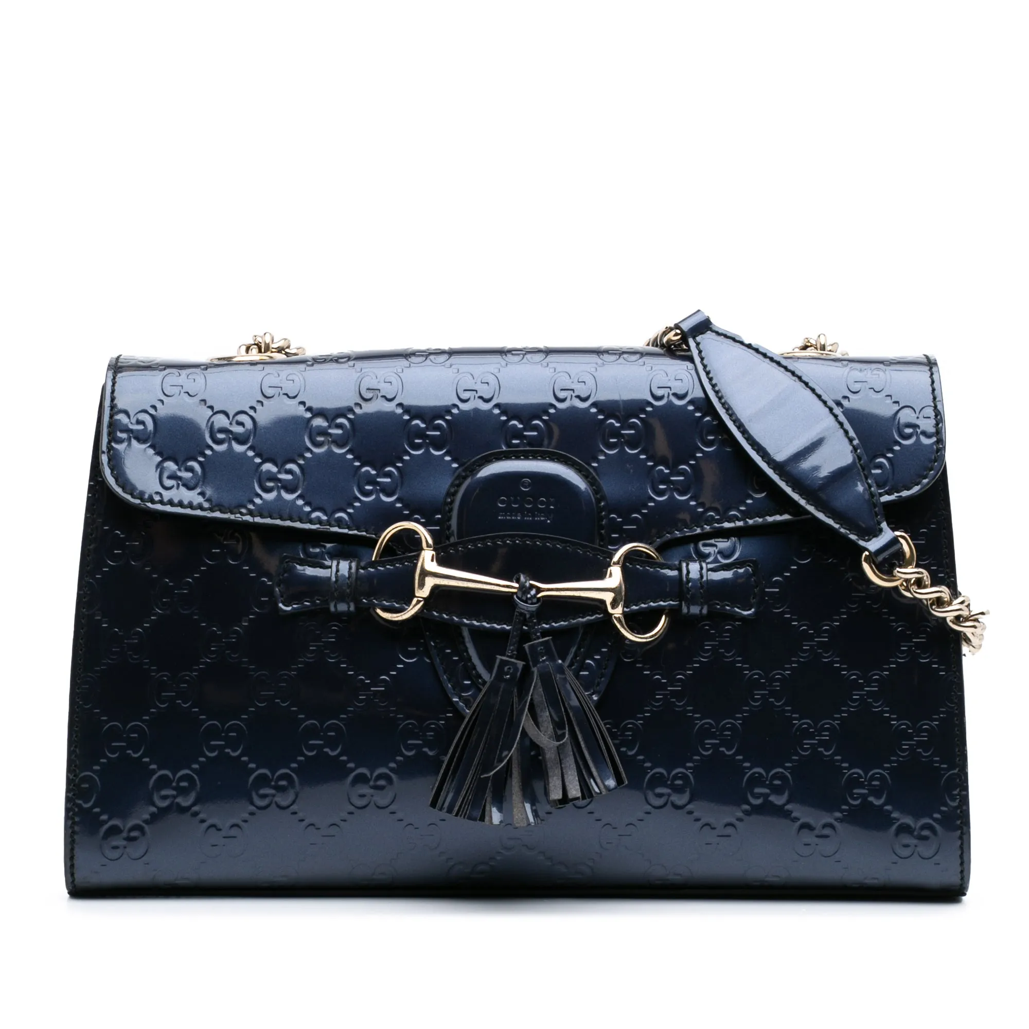Medium Patent Guccissima Emily Shoulder Bag