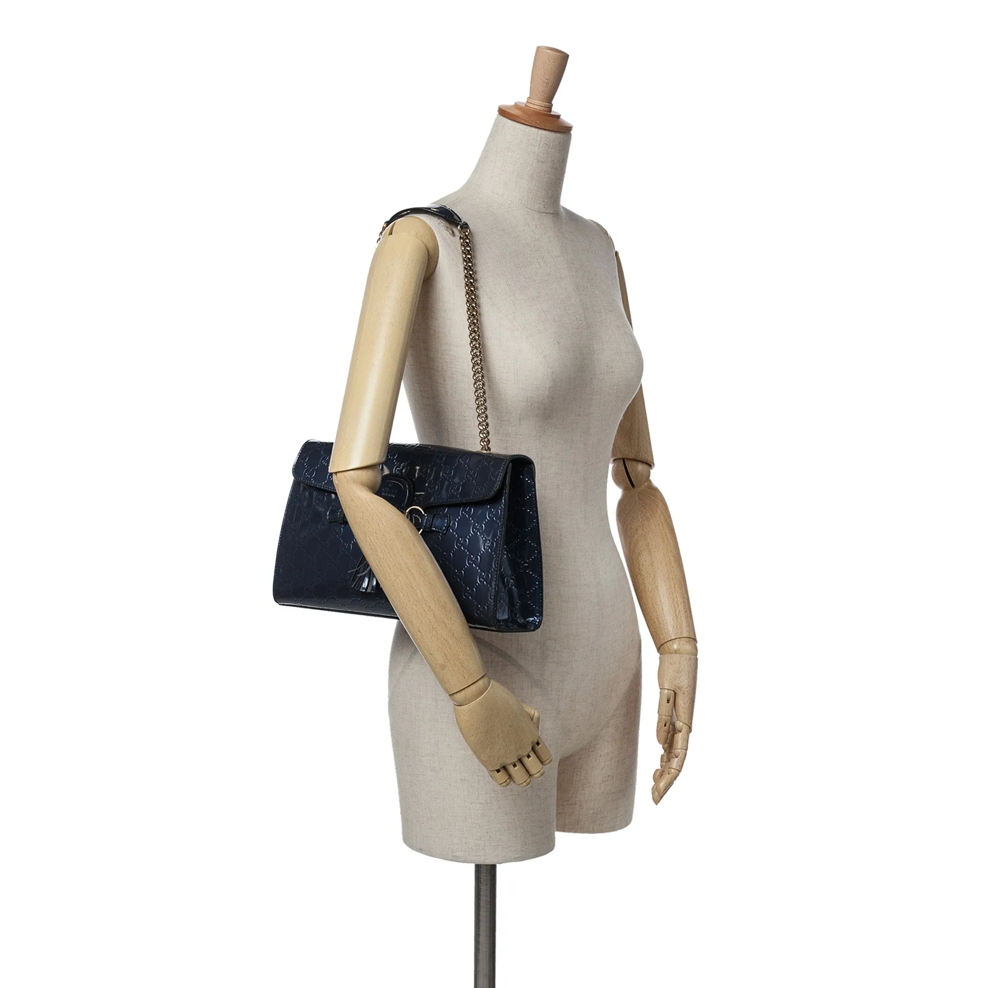 Medium Patent Guccissima Emily Shoulder Bag