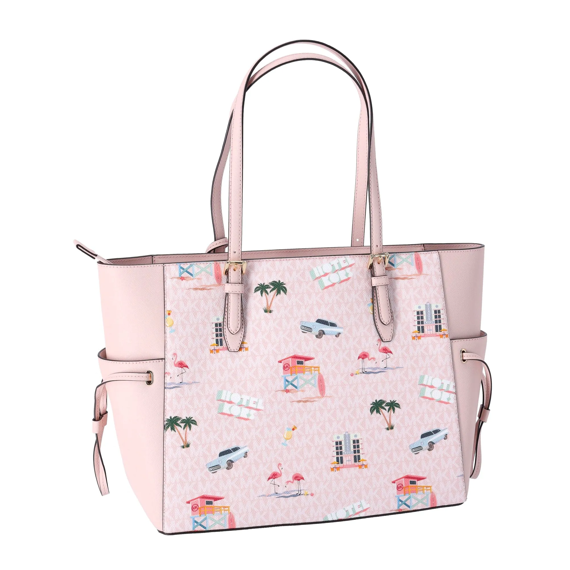 Michael Kors Gilly Large Tote Light Powder Blush Pink MK Miami Beach Palm Tree