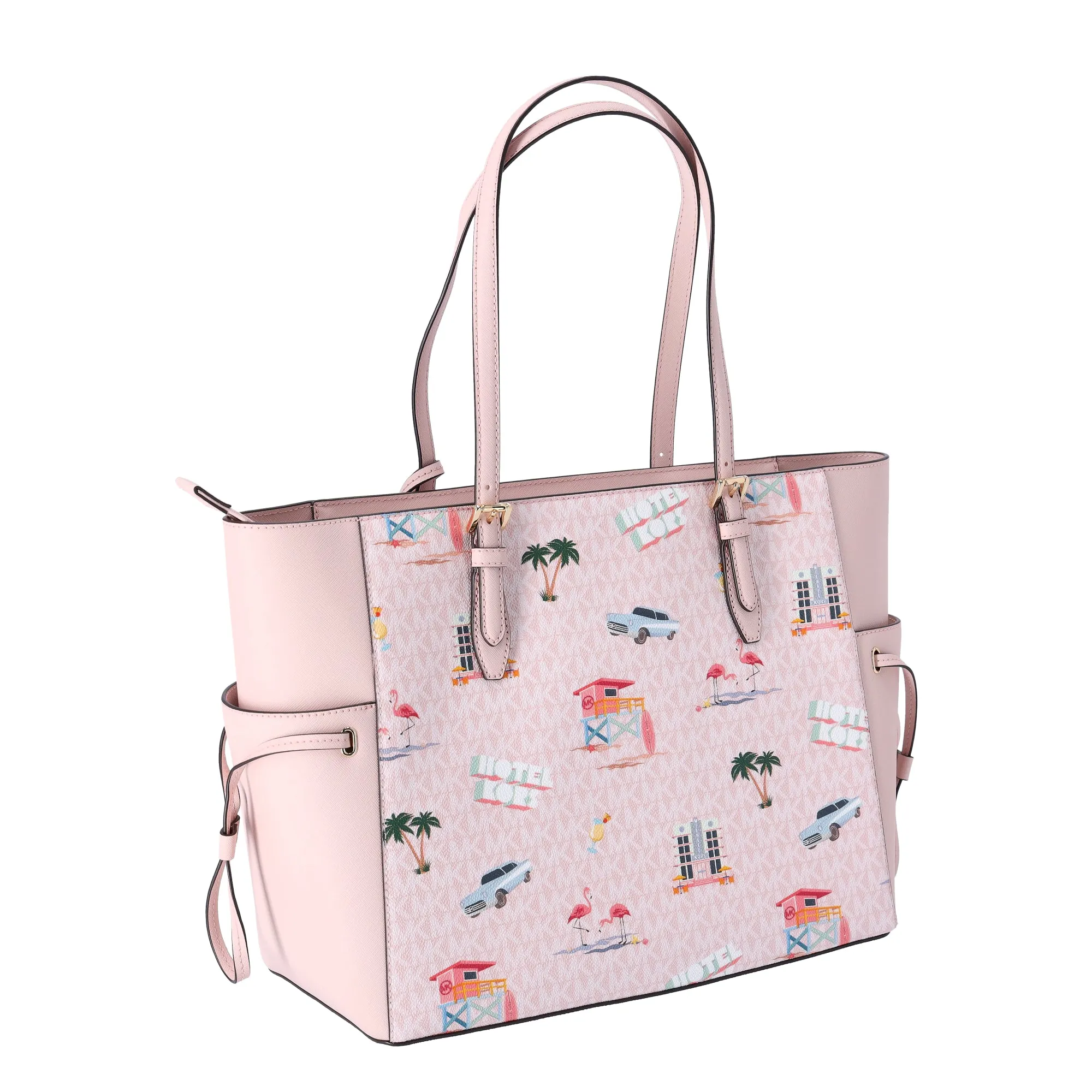 Michael Kors Gilly Large Tote Light Powder Blush Pink MK Miami Beach Palm Tree