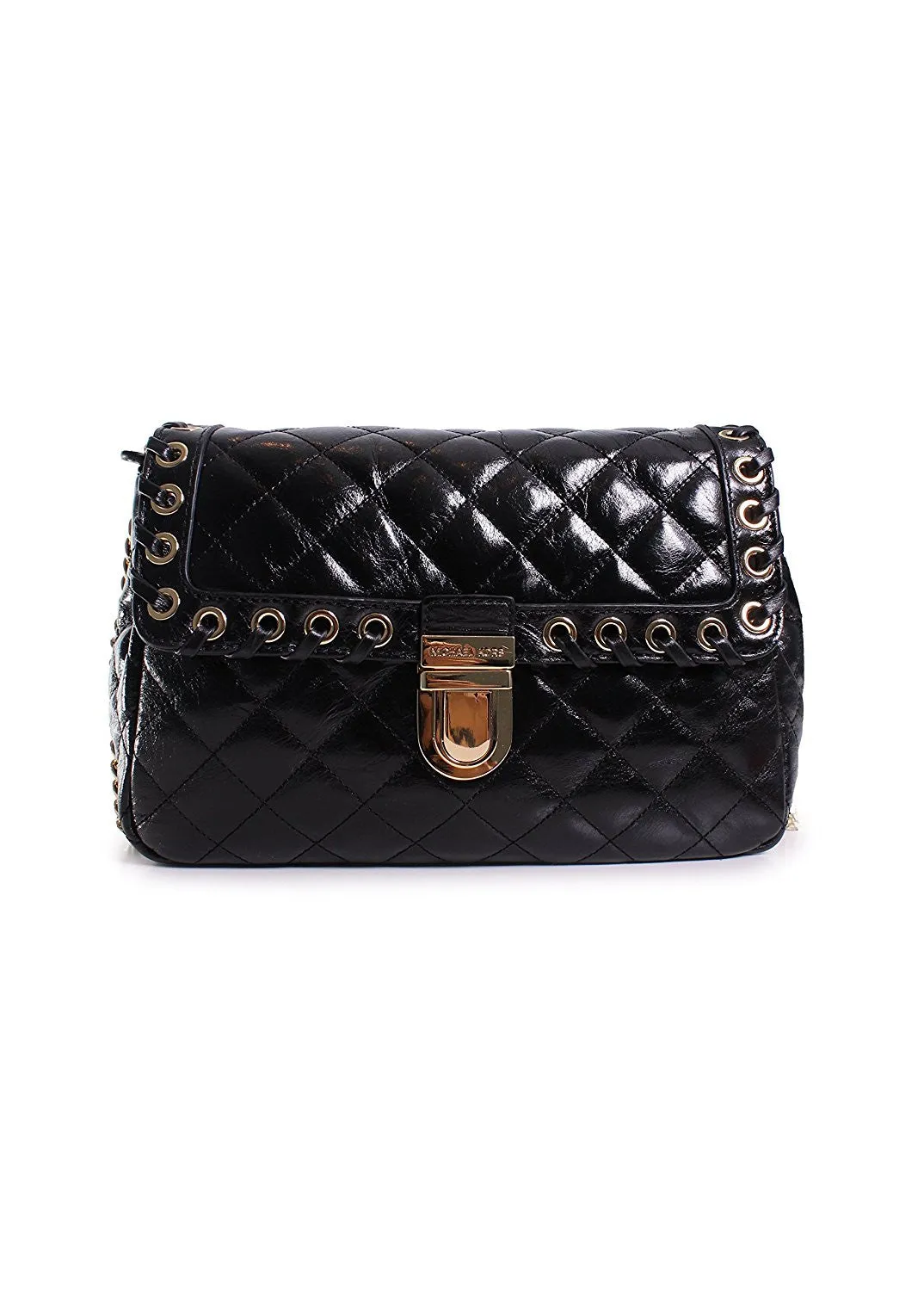 Michael Kors Hippie Grommet Sloan Quilted Shoulder Handbag Bag Black Purse NEW